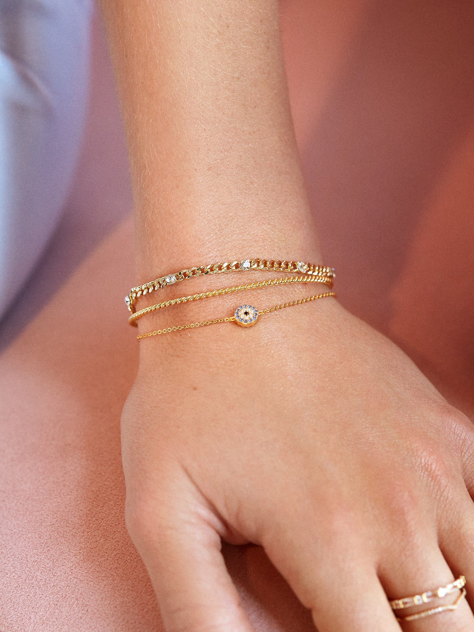 18K Gold Evil Eye Bracelet - Pav?? Evil Eye - Image 2
