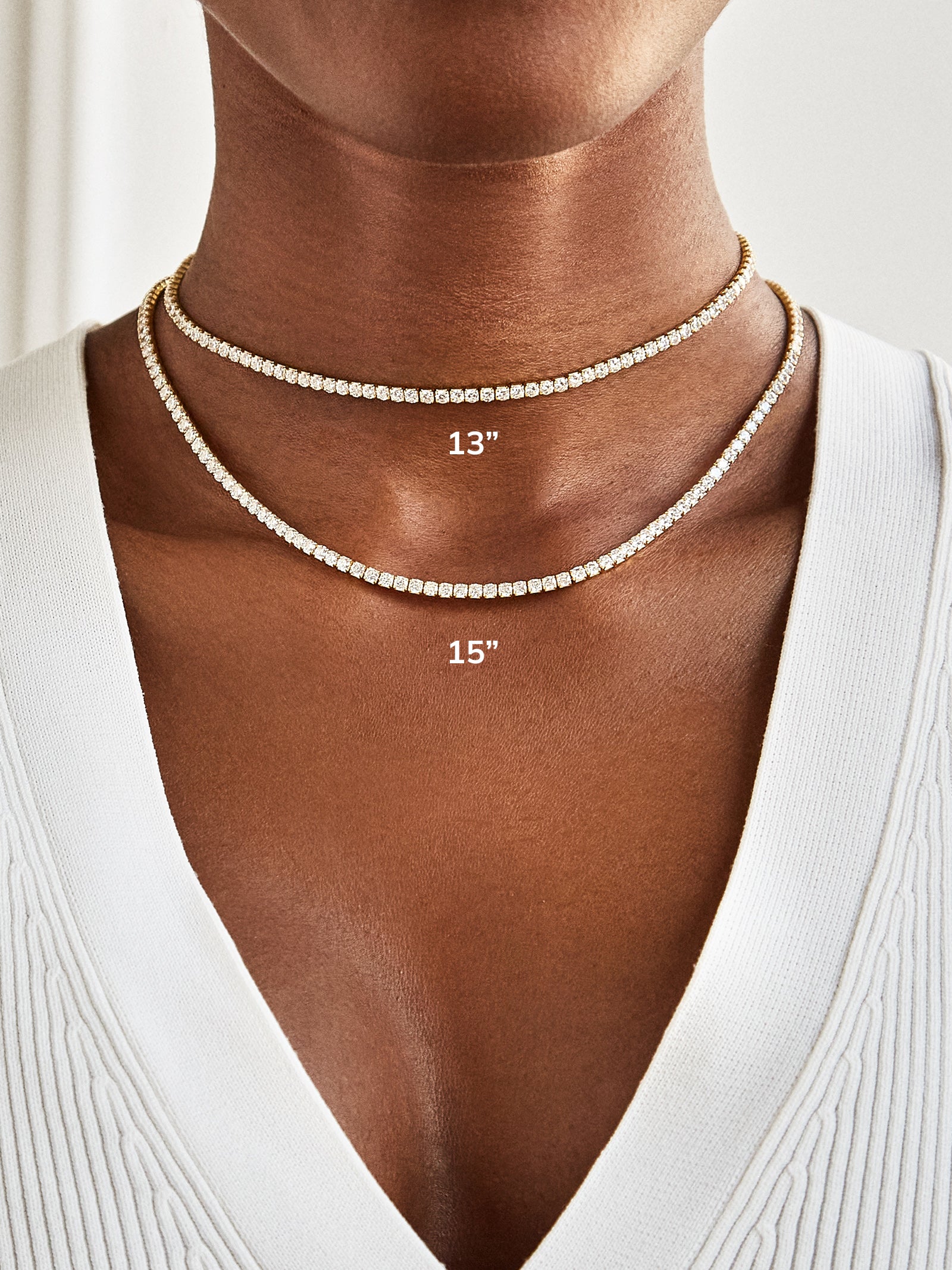 Julia 18K Gold Adjustable Tennis Necklace - Gold/Pav?? - Image 3
