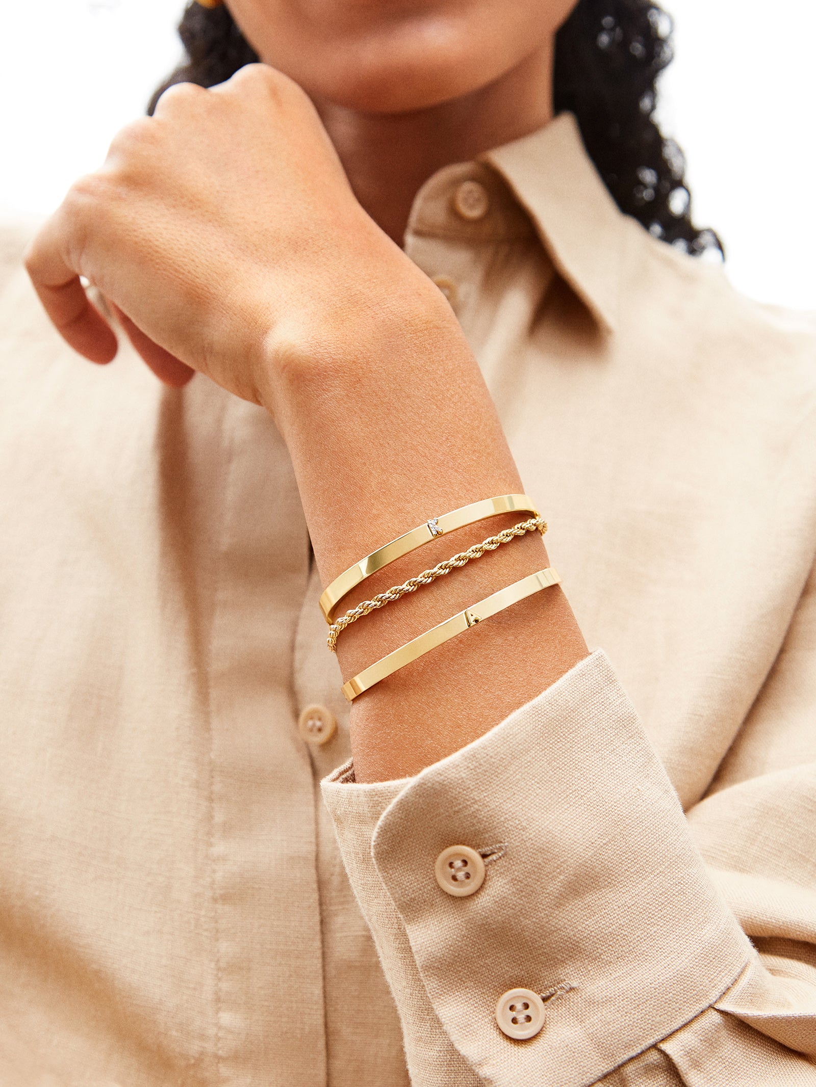 Initial Cuff Bracelet - Gold Letter - Image 2