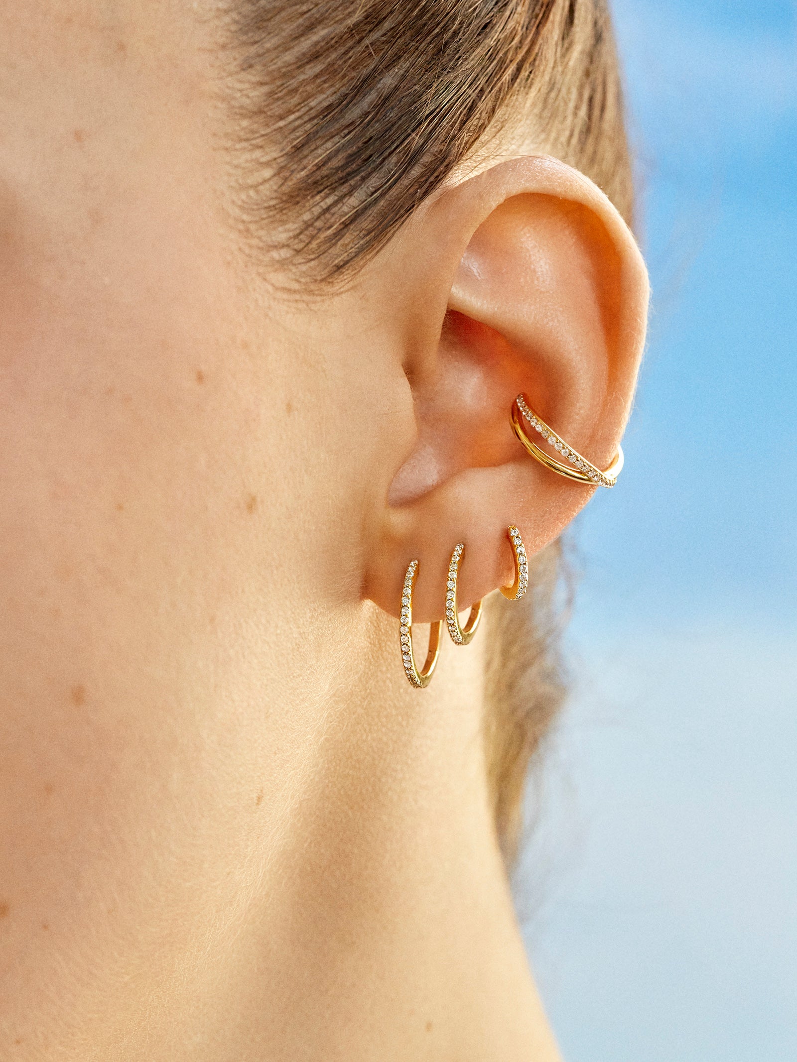 Niata 18K Gold Earring Set - 18K Gold. Pav?? Cubic Zirconia Stones - Image 2