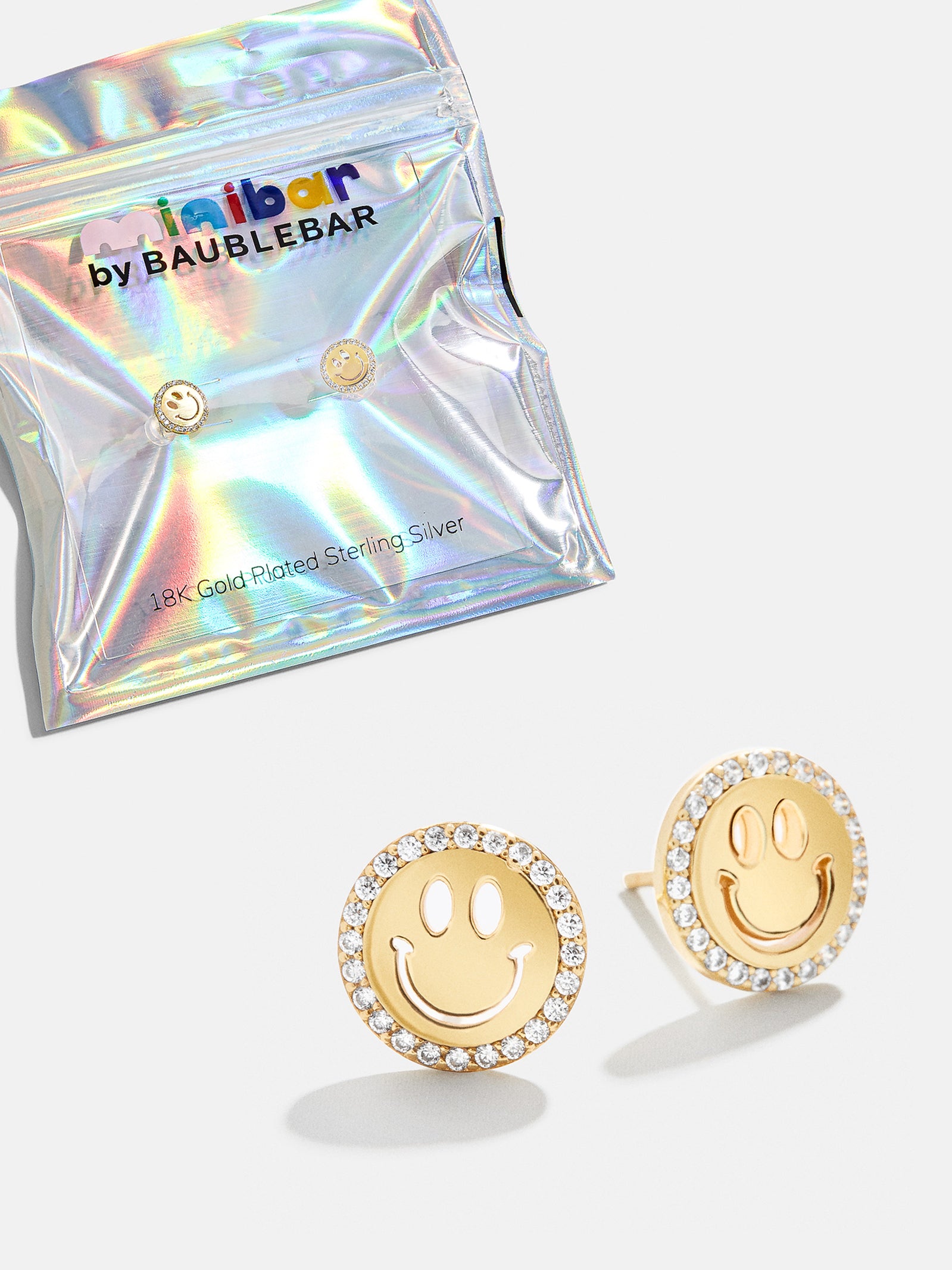 All Smiles 18K Gold Kids' Earrings - Pav?? Smiley - Image 3