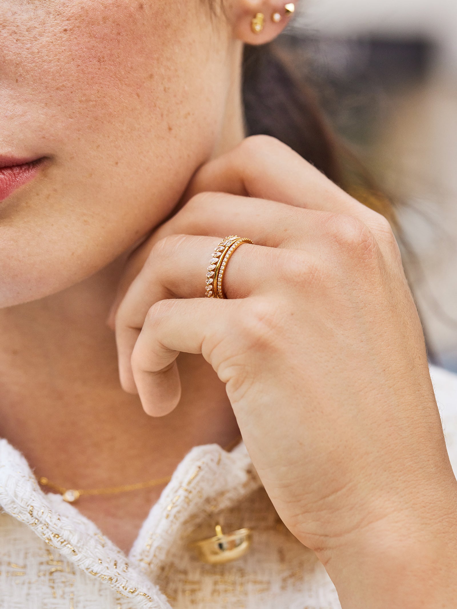 Molly 18K Gold Ring Set - Gold/Pav?? - Image 2