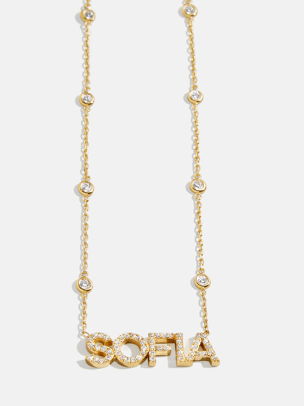 Yasmine 18K Gold Custom Nameplate Necklace - Gold/Pav?? - Image 5