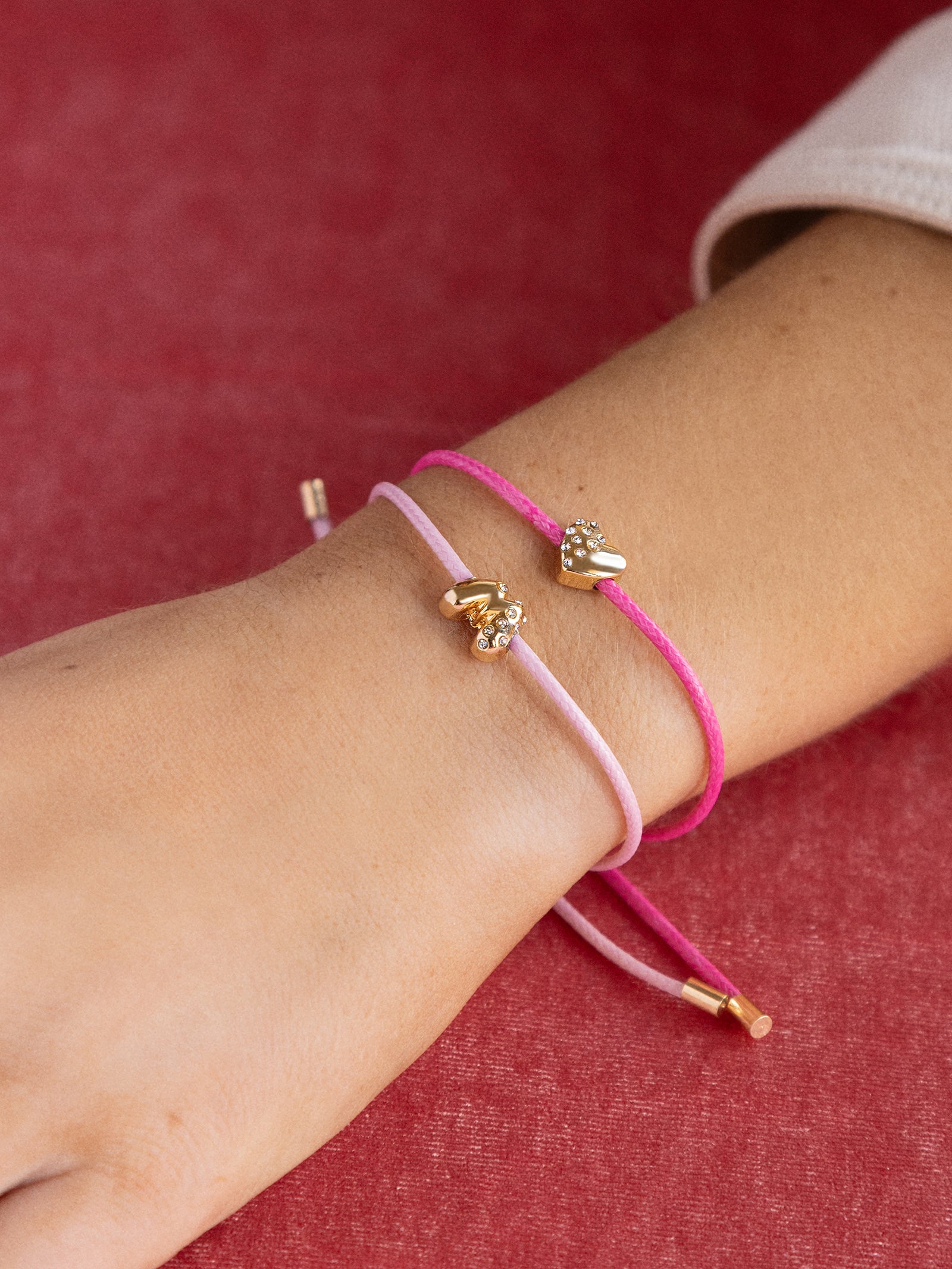 Kids' Cord Initial Bracelet Set - Pink - Image 2