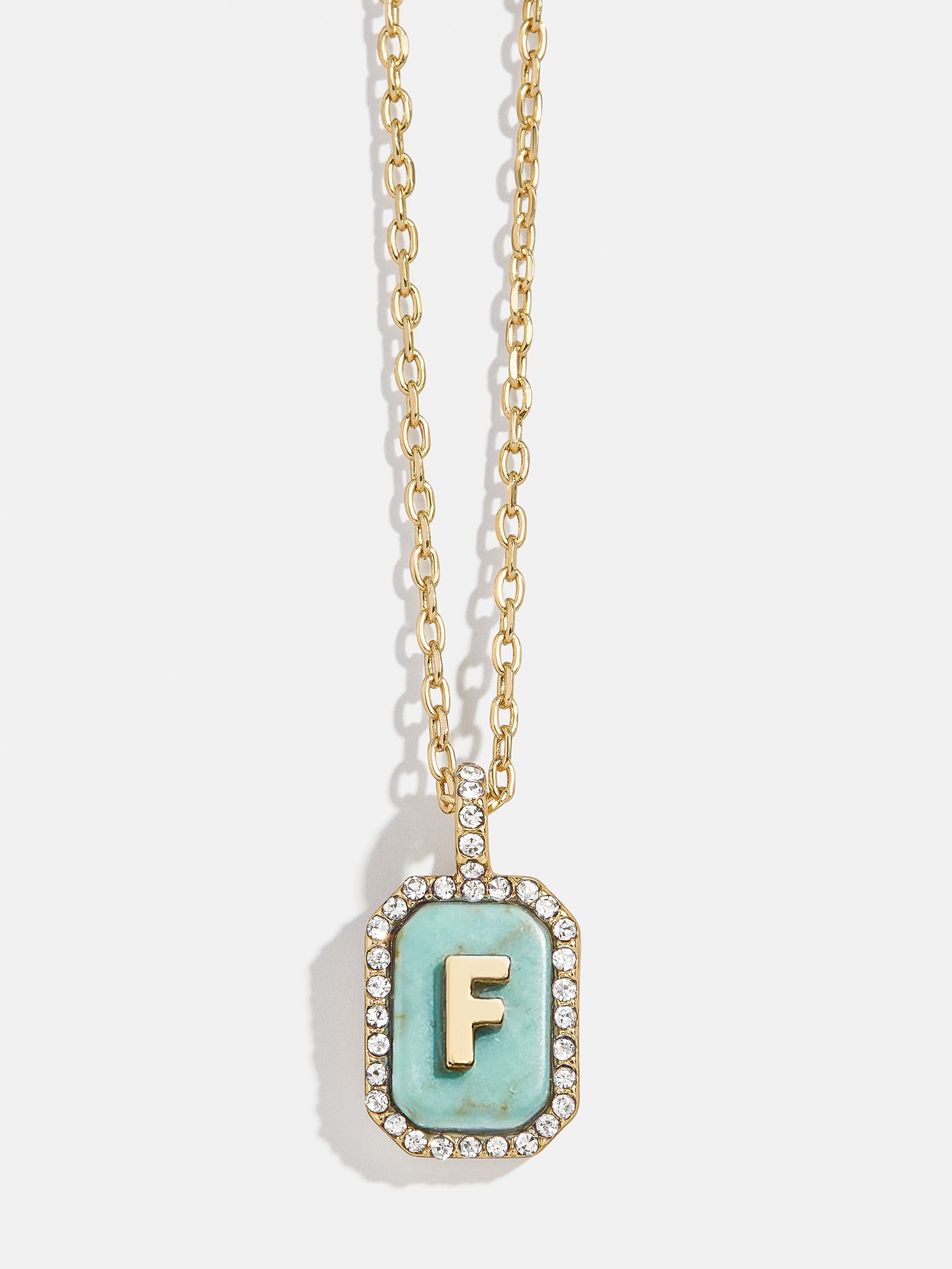 Gold & Turquoise Initial Necklace - Turquoise Stone - Image 8