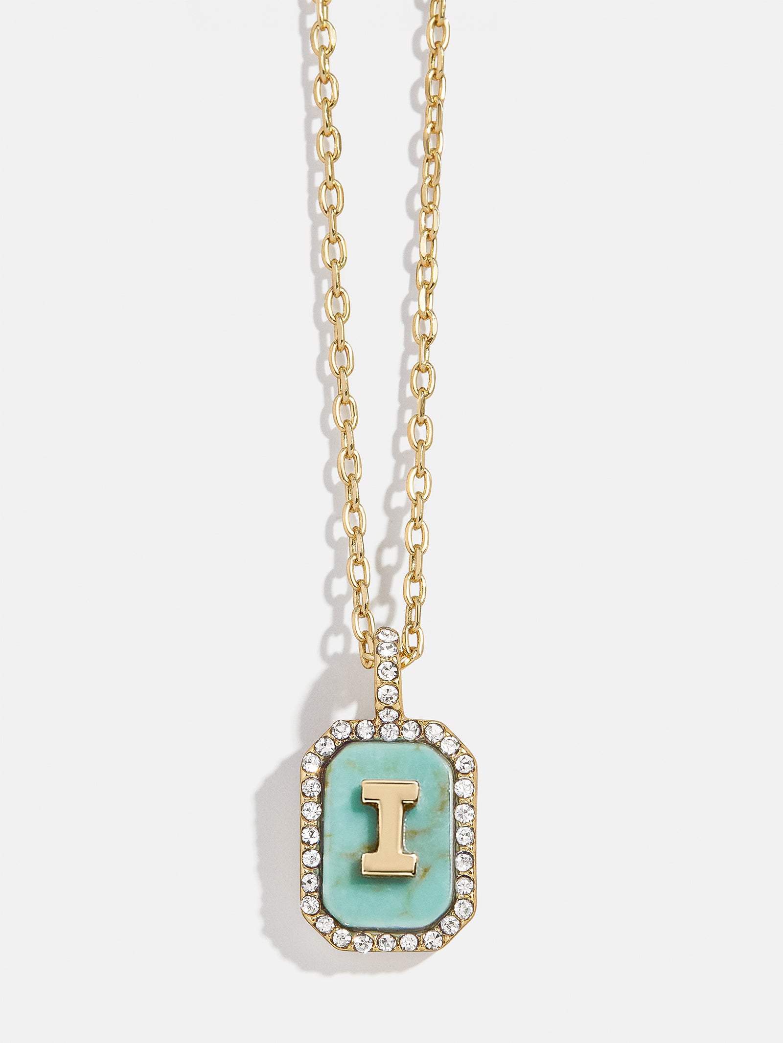 Gold & Turquoise Initial Necklace - Turquoise Stone - Image 11