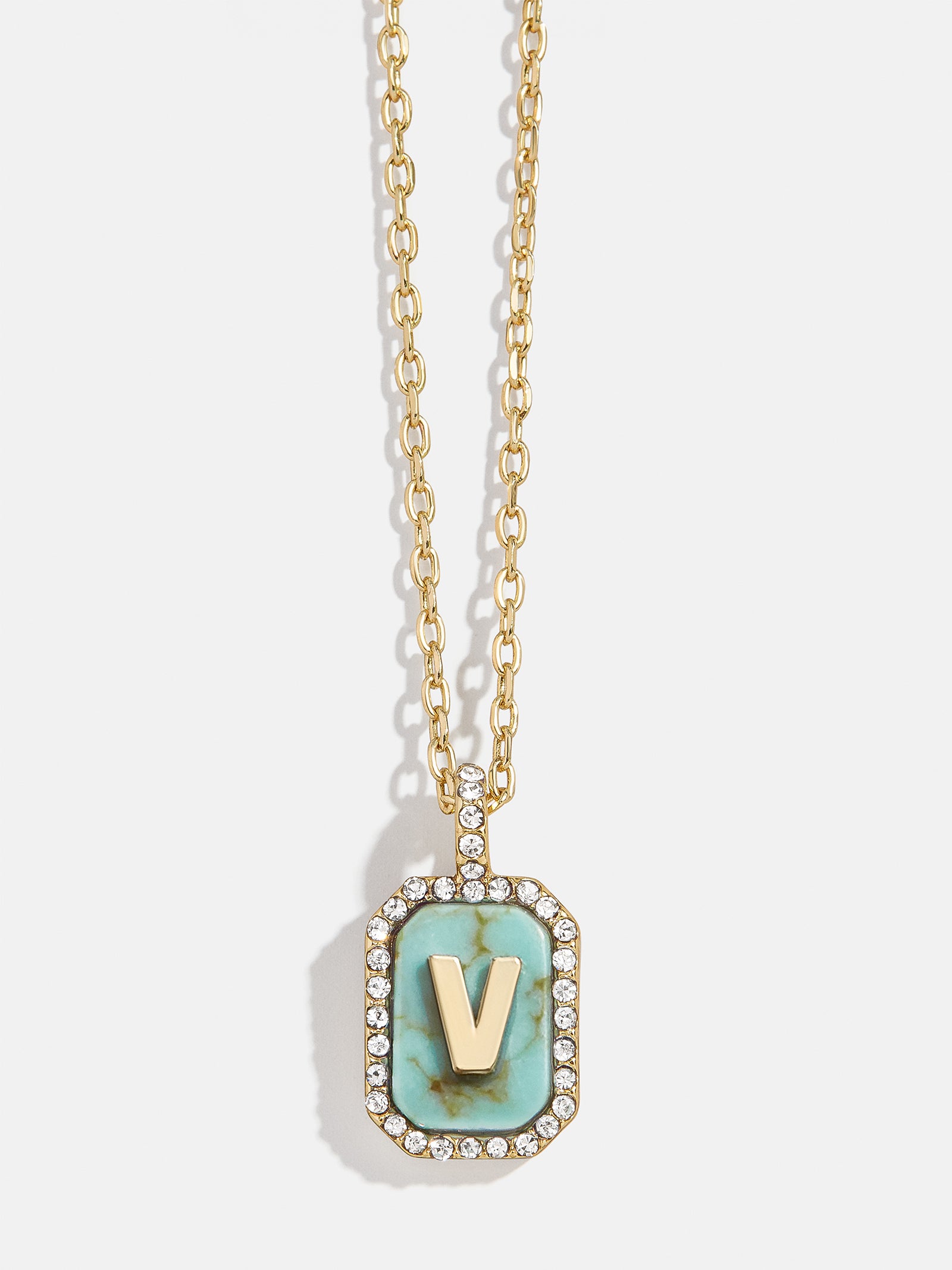 Gold & Turquoise Initial Necklace - Turquoise Stone - Image 24