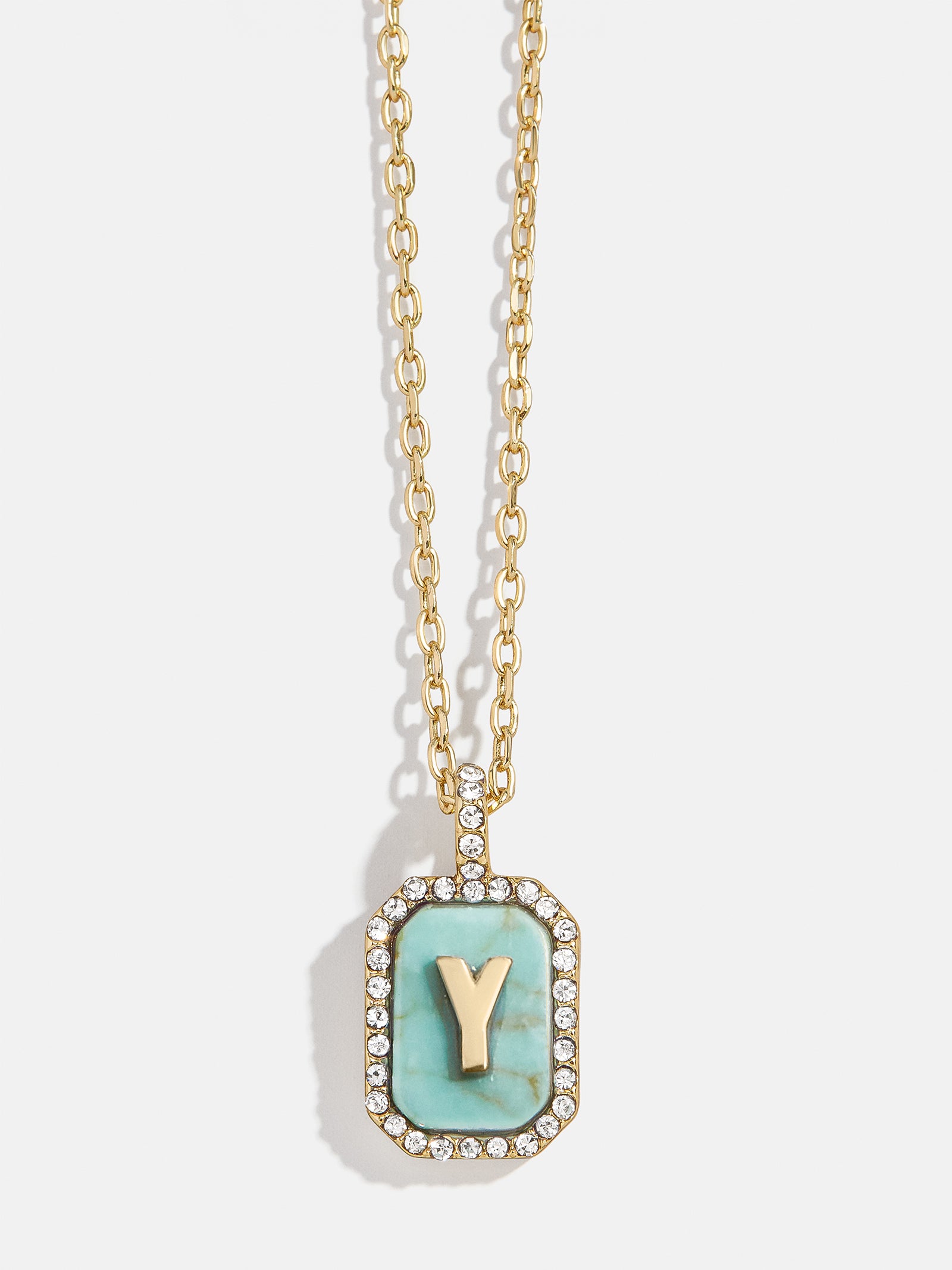 Gold & Turquoise Initial Necklace - Turquoise Stone - Image 27