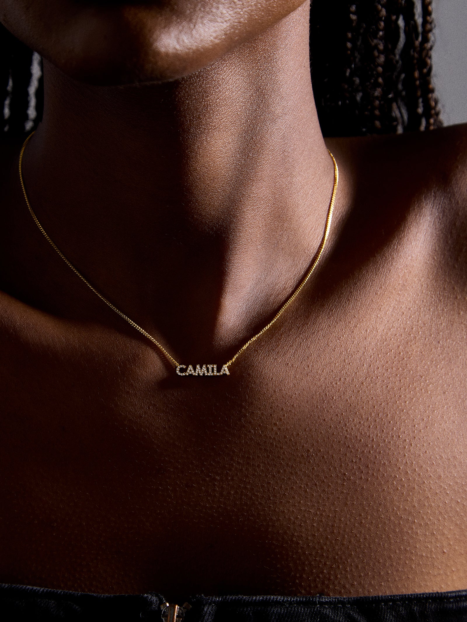 18K Gold Custom Nameplate Necklace - Mini Block - Image 2