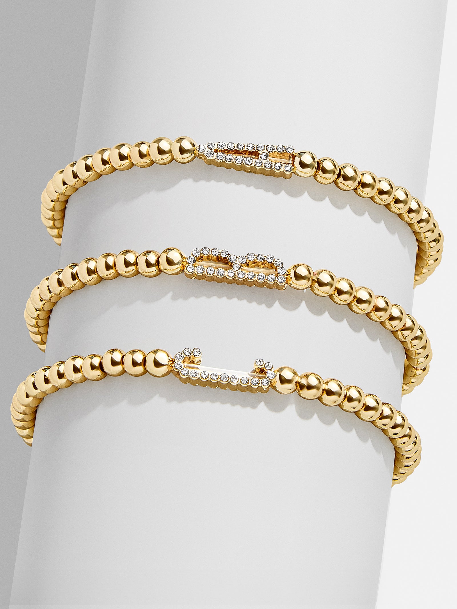 East West Initial Pisa Bracelet - Gold/Pav??