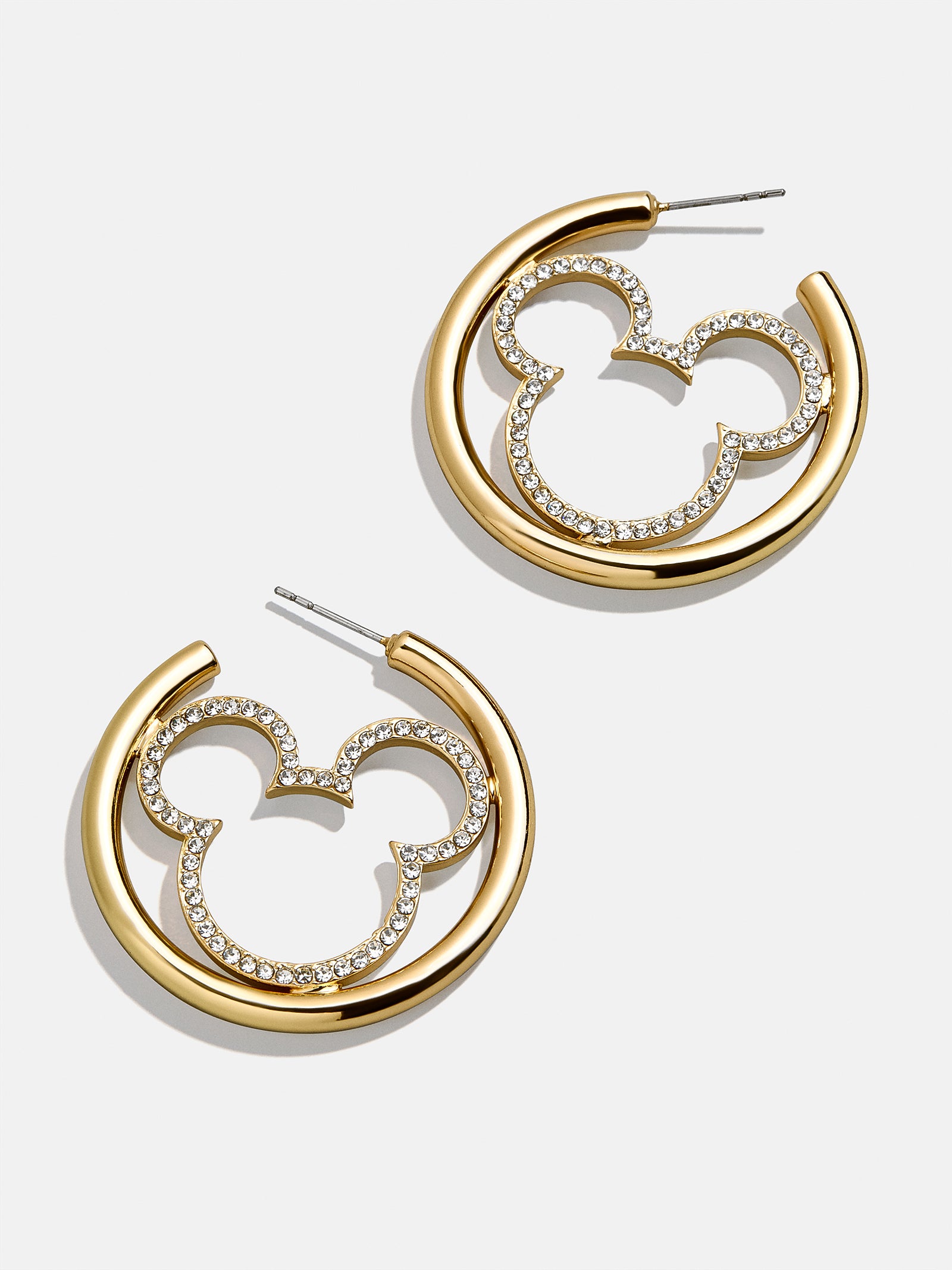 Mickey Mouse Disney Pav?? Hoop Earrings - Gold/Pav??