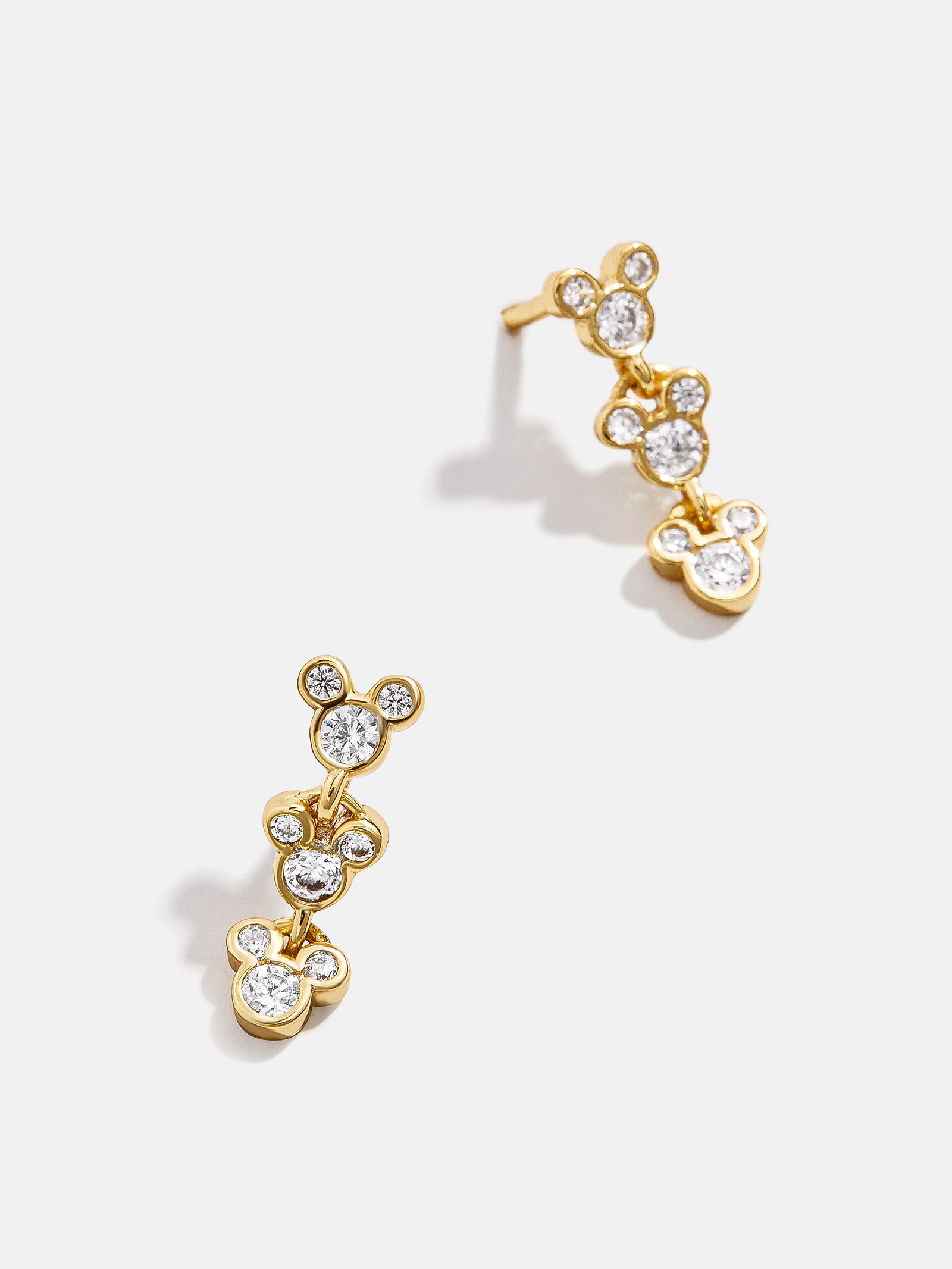Mickey Mouse Disney 18K Gold Plated Sterling Silver Drop Earrings - Gold/Pav??