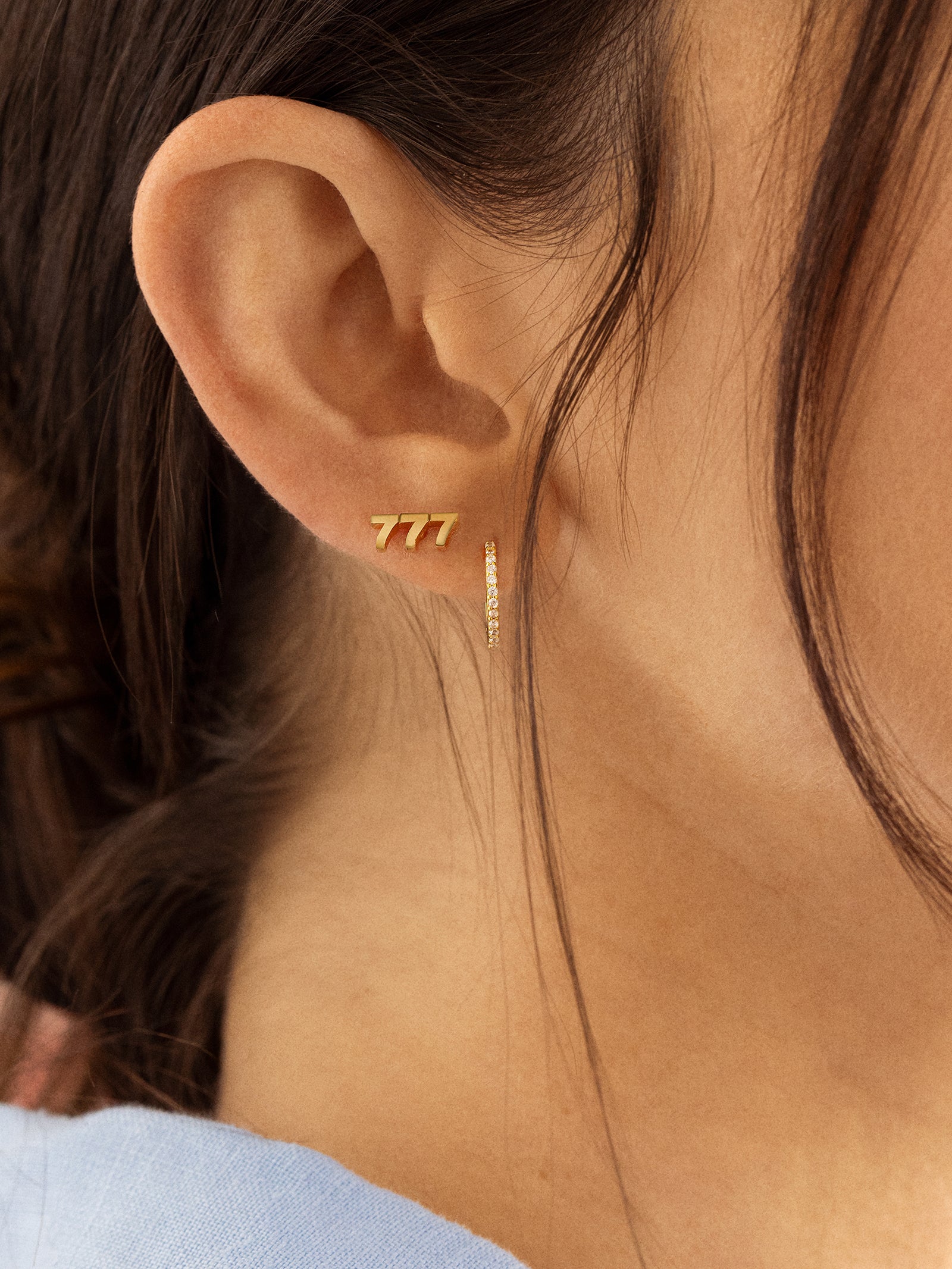 18K Gold Angel Number Earrings - Gold - Image 13
