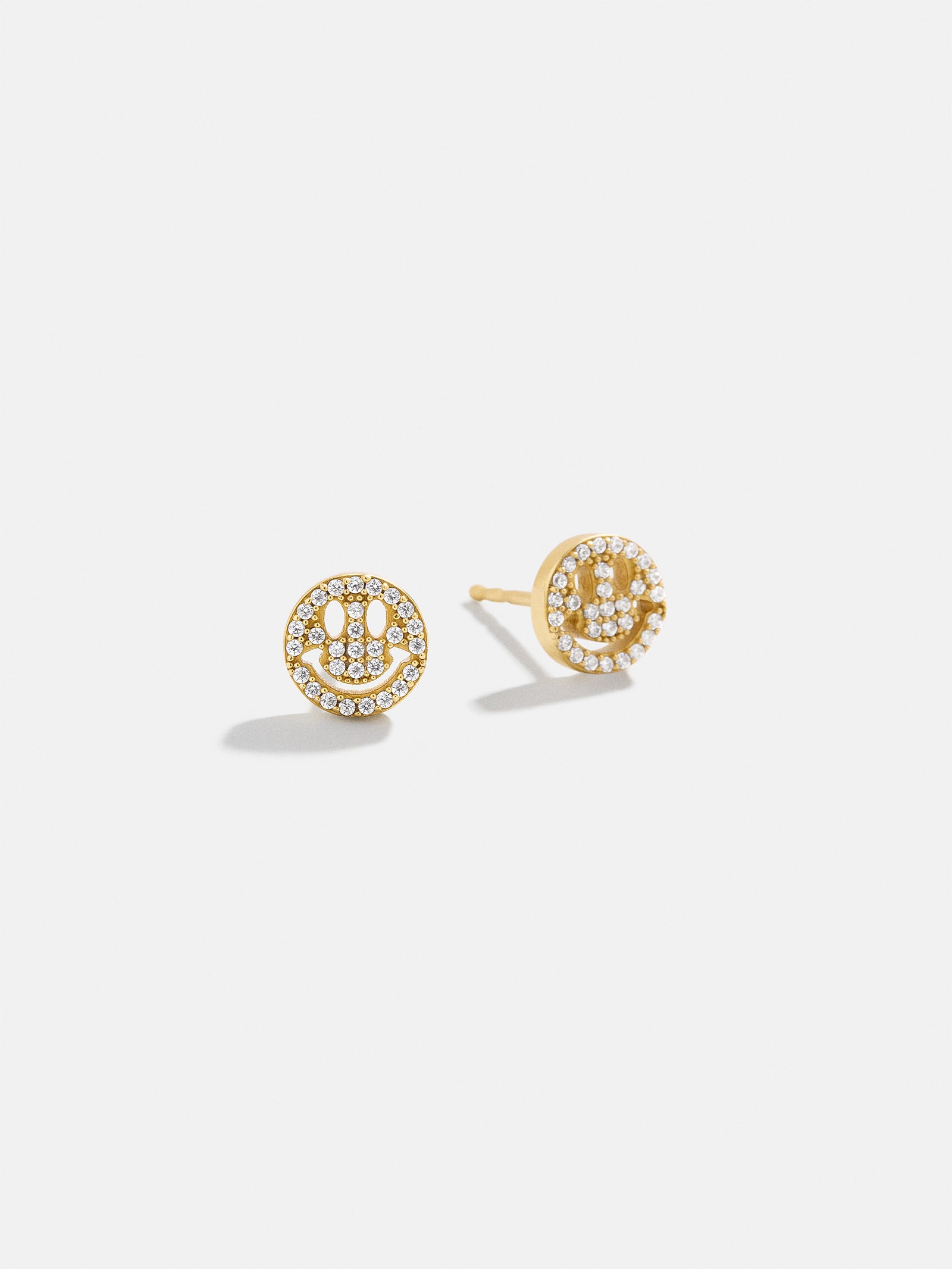 18K Gold Just For Fun Earrings - Pav?? Smiley Face