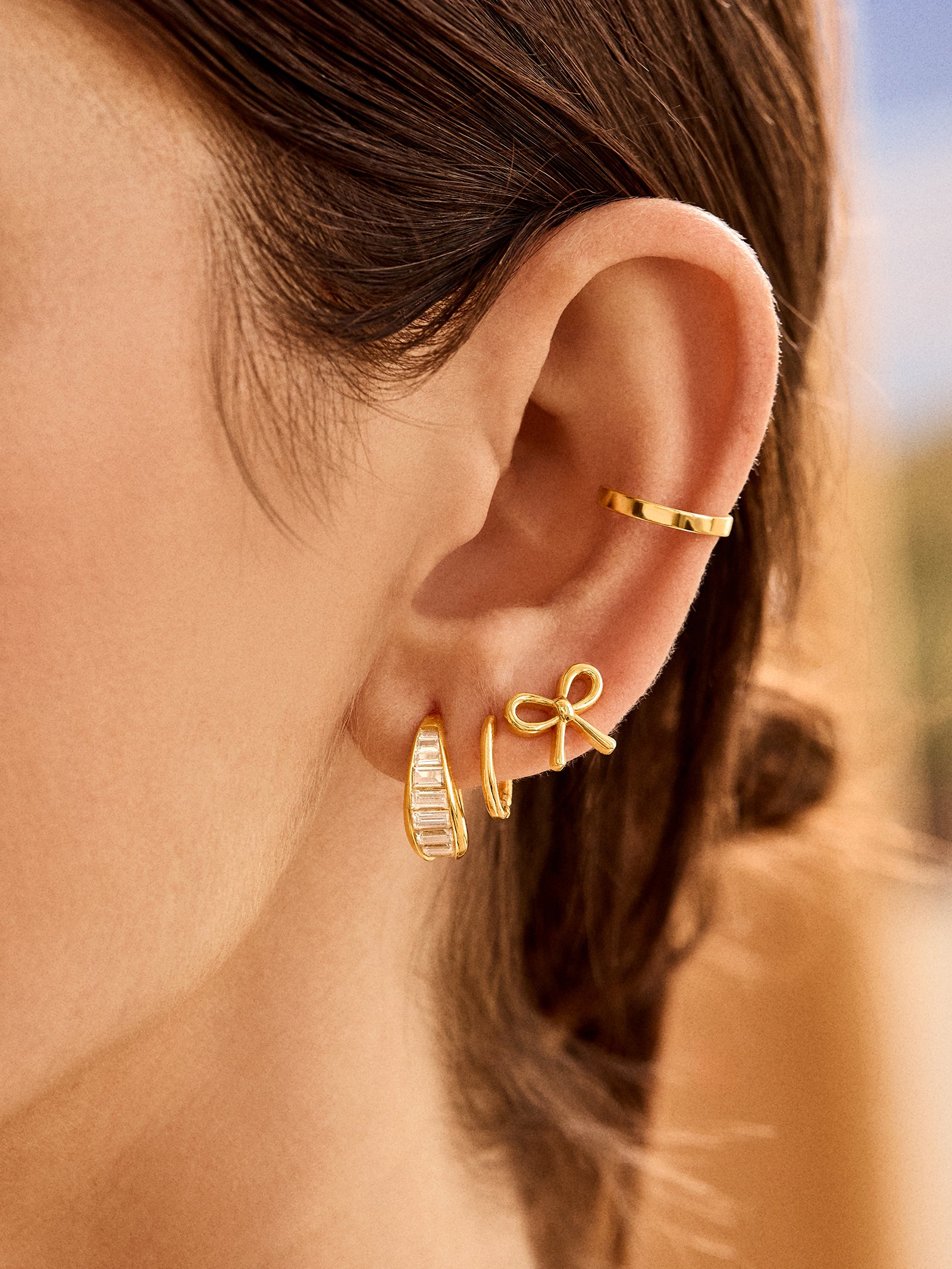 18K Gold Just For Fun Earrings - Bow - Image 2
