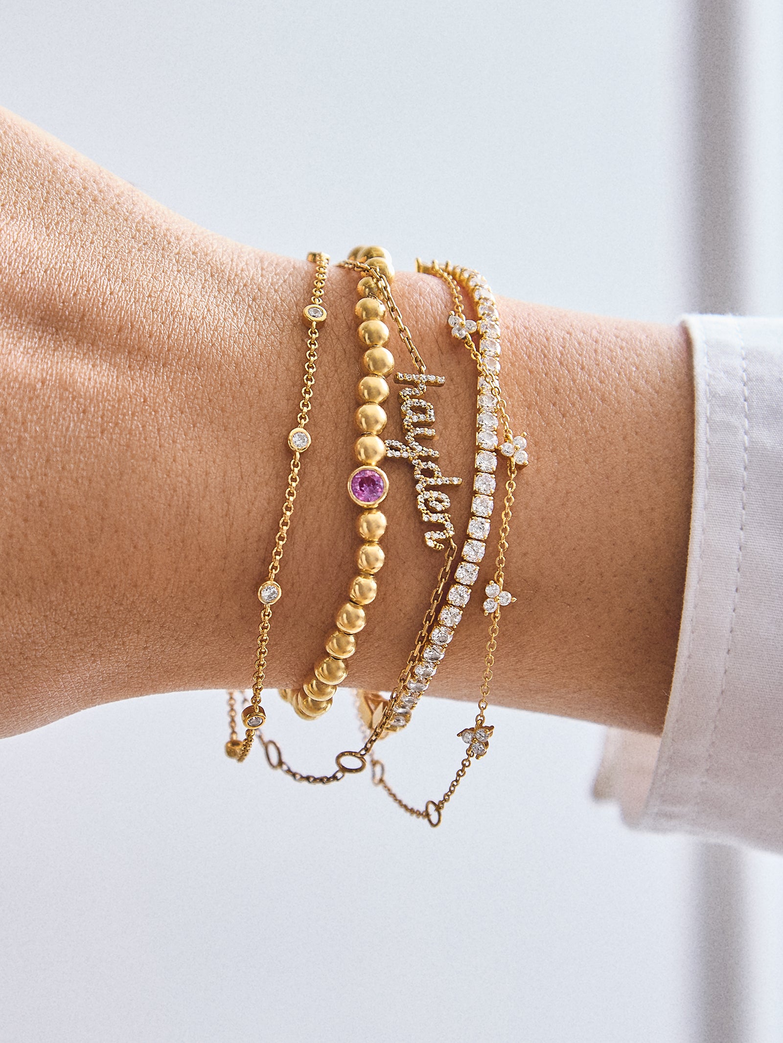 18K Gold Birthstone Pisa Bracelet - Peridot - Image 2