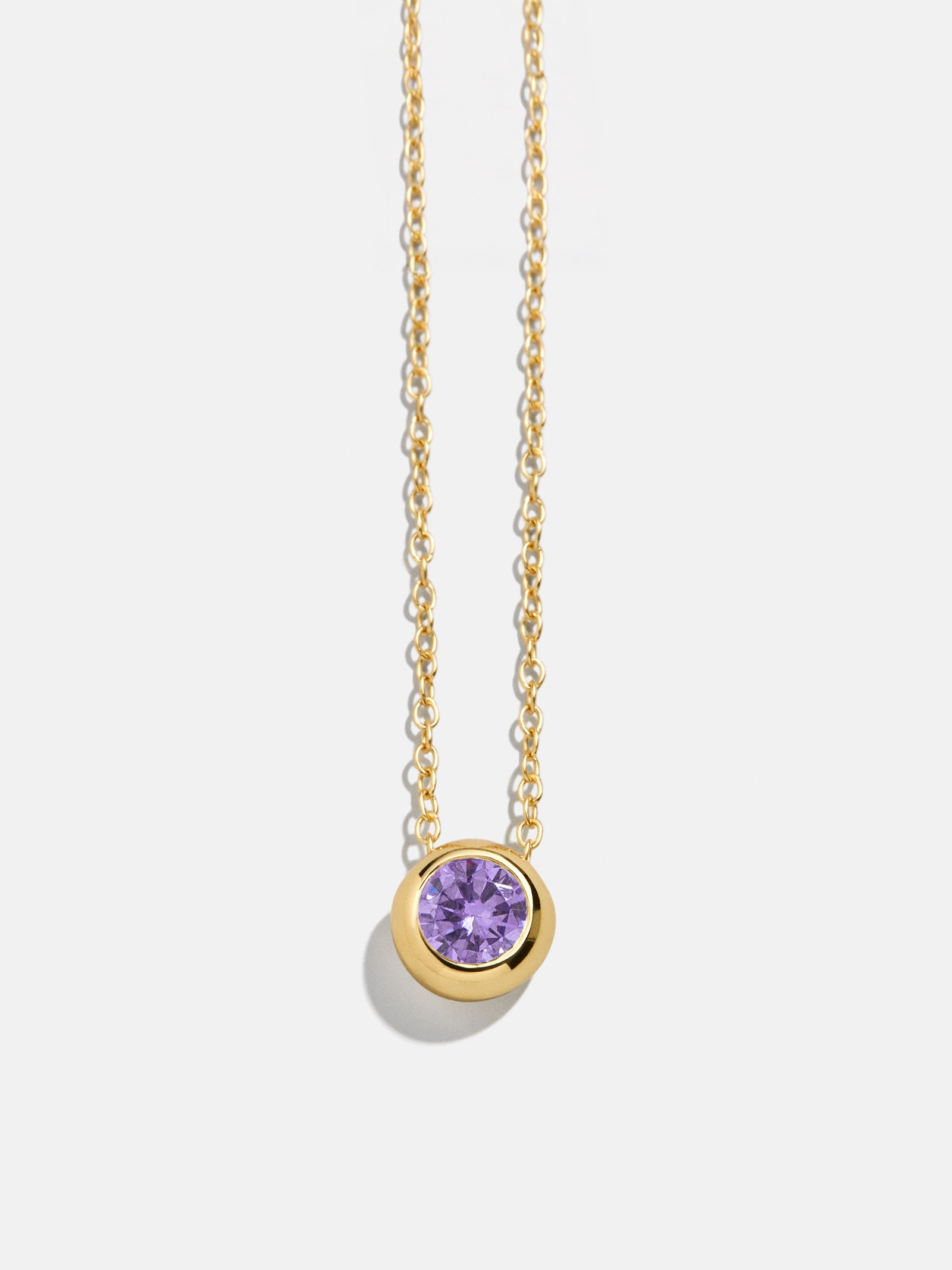 18K Gold Birthstone Pendant Necklace - Light Amethyst