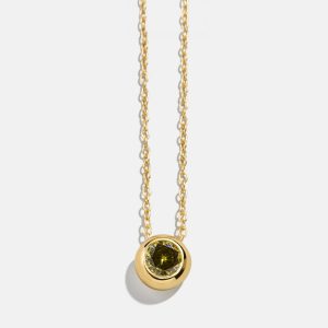 18K Gold Birthstone Pendant Necklace - Peridot