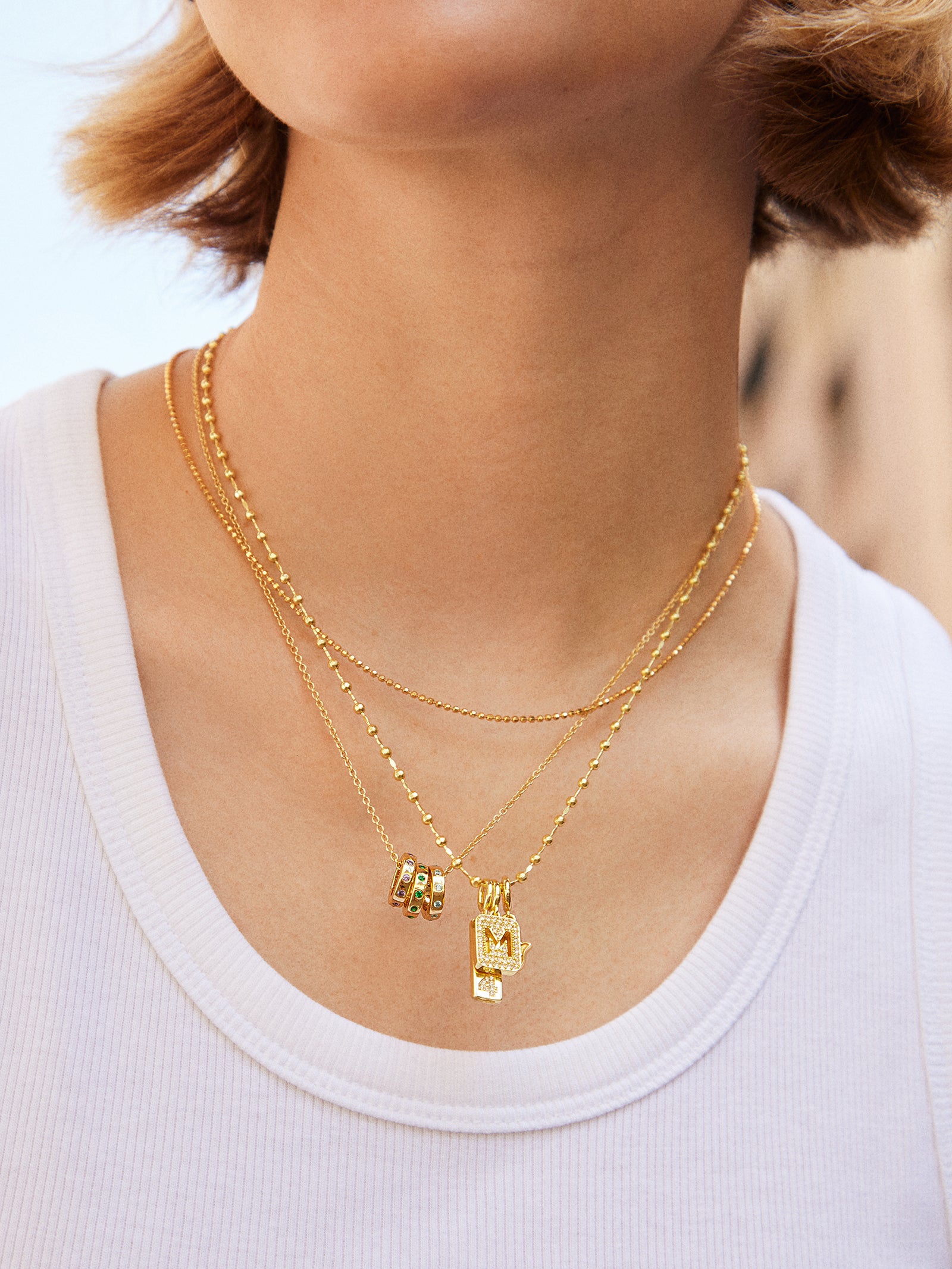 18K Gold Birthstone Charm Necklace - Gold - Image 2