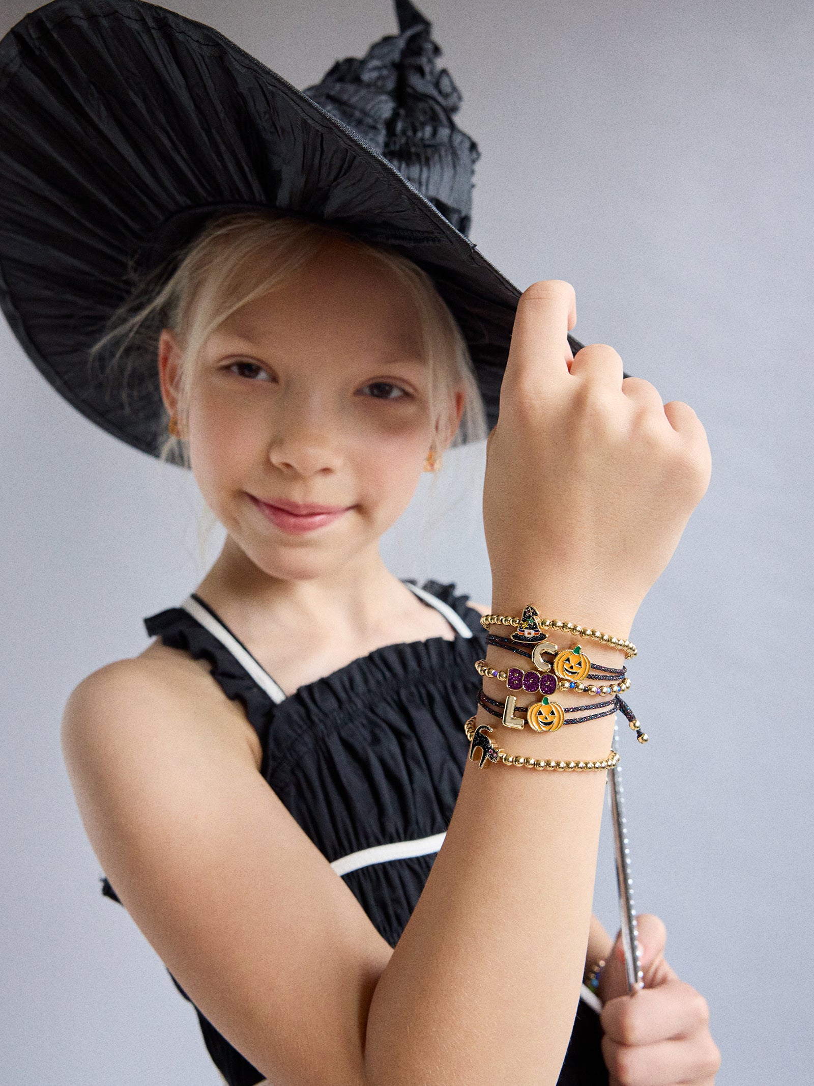 Kids' Halloween Initial Bracelet - Black/Orange - Image 22