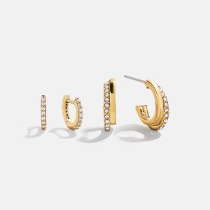 Jennifer Waterproof Earring Set - Gold/Pav??