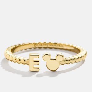 Disney Mickey Mouse 18K Gold Plated Sterling Silver Custom Ring - Gold/Pavé
