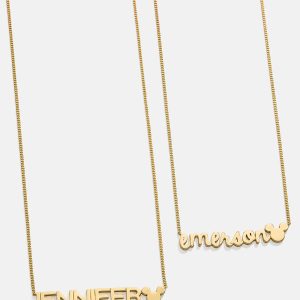 Disney Mickey Mouse 18K Gold Plated Sterling Silver Custom Nameplate Necklace - Gold/Pavé