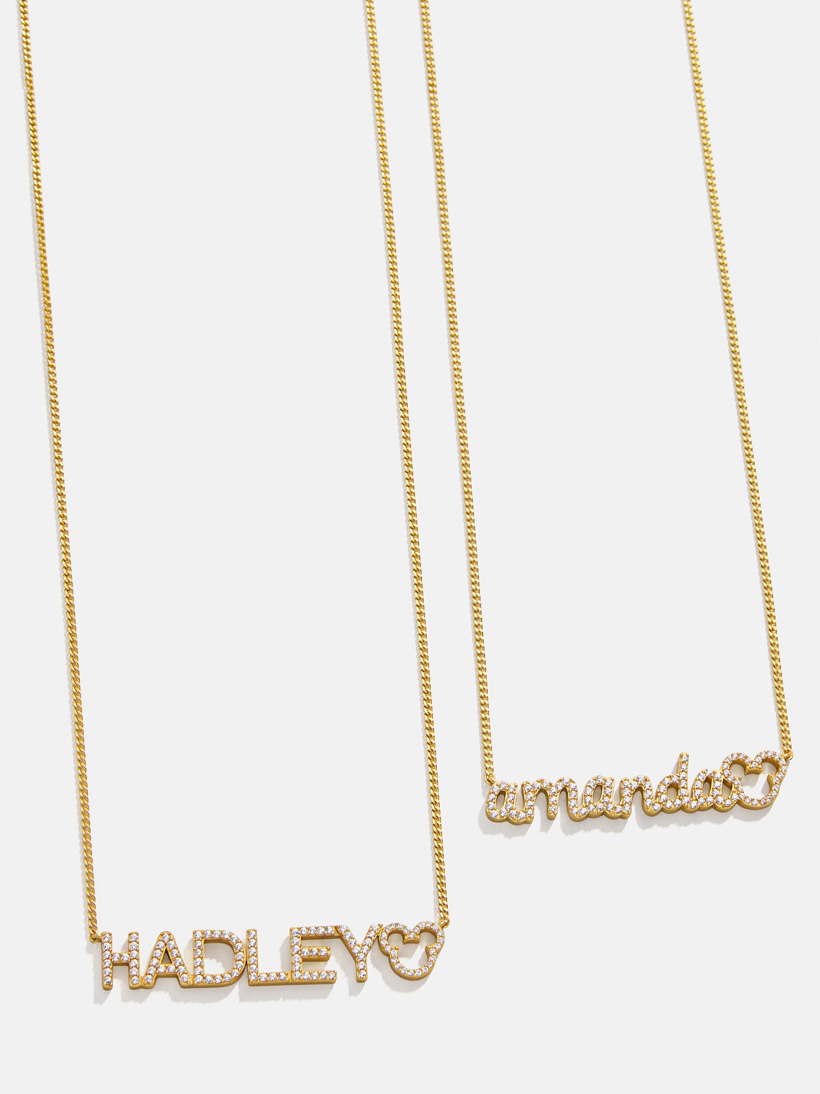 Disney Mickey Mouse 18K Gold Plated Sterling Silver Custom Nameplate Necklace - Gold/Pavé