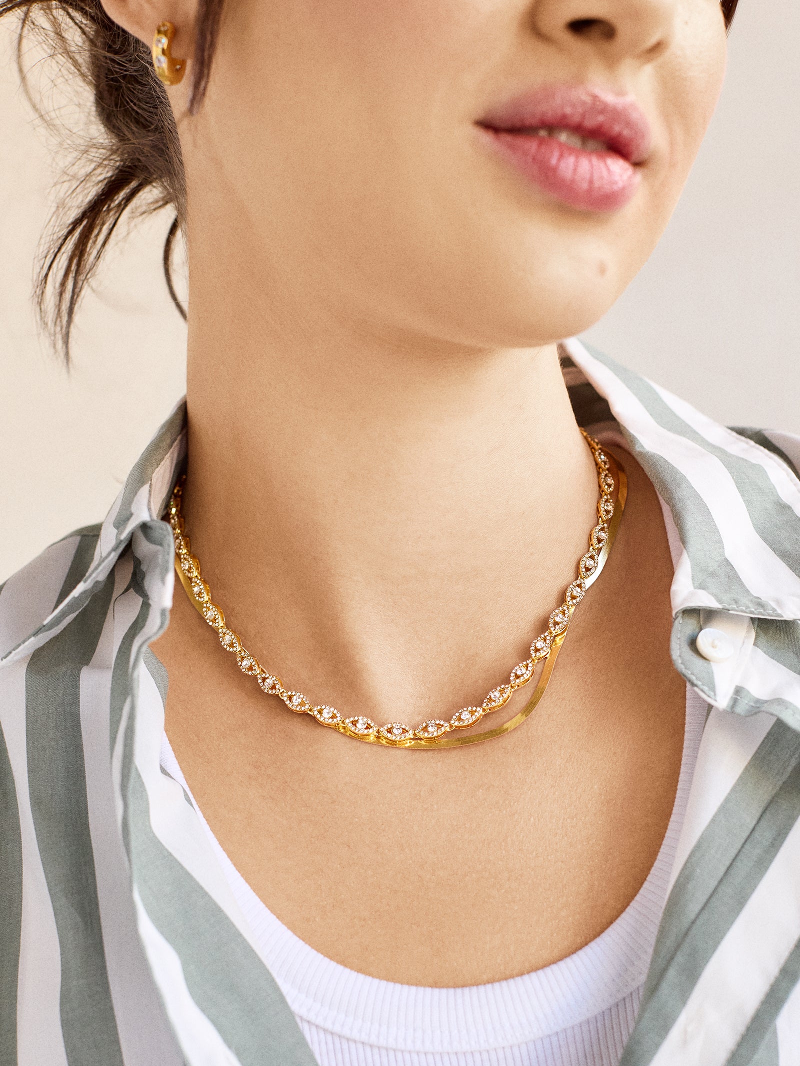 Evil Eye On Repeat Tennis Necklace - Gold/Pav?? - Image 2