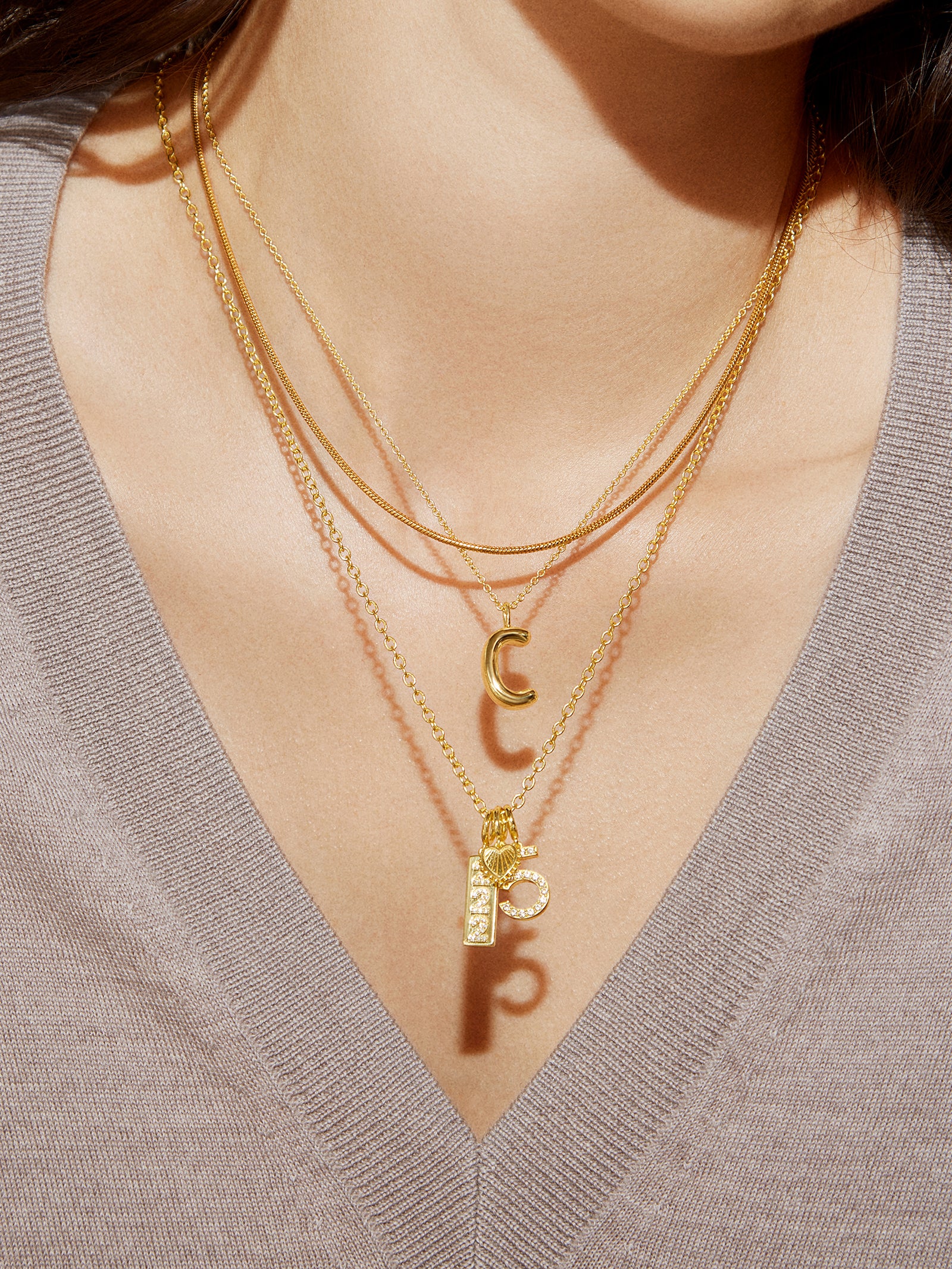 Classic Gold Initial Necklace - Gold Plated Brass - Image 2