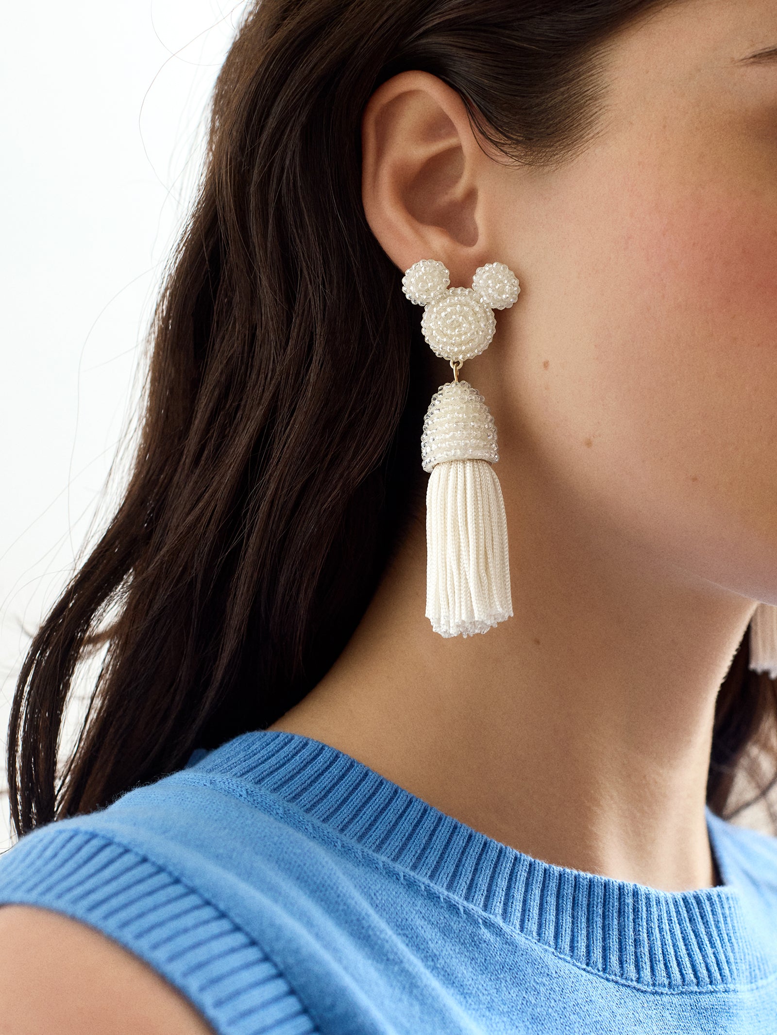 Disney Mickey Mouse Tassel Earrings - White - Image 2