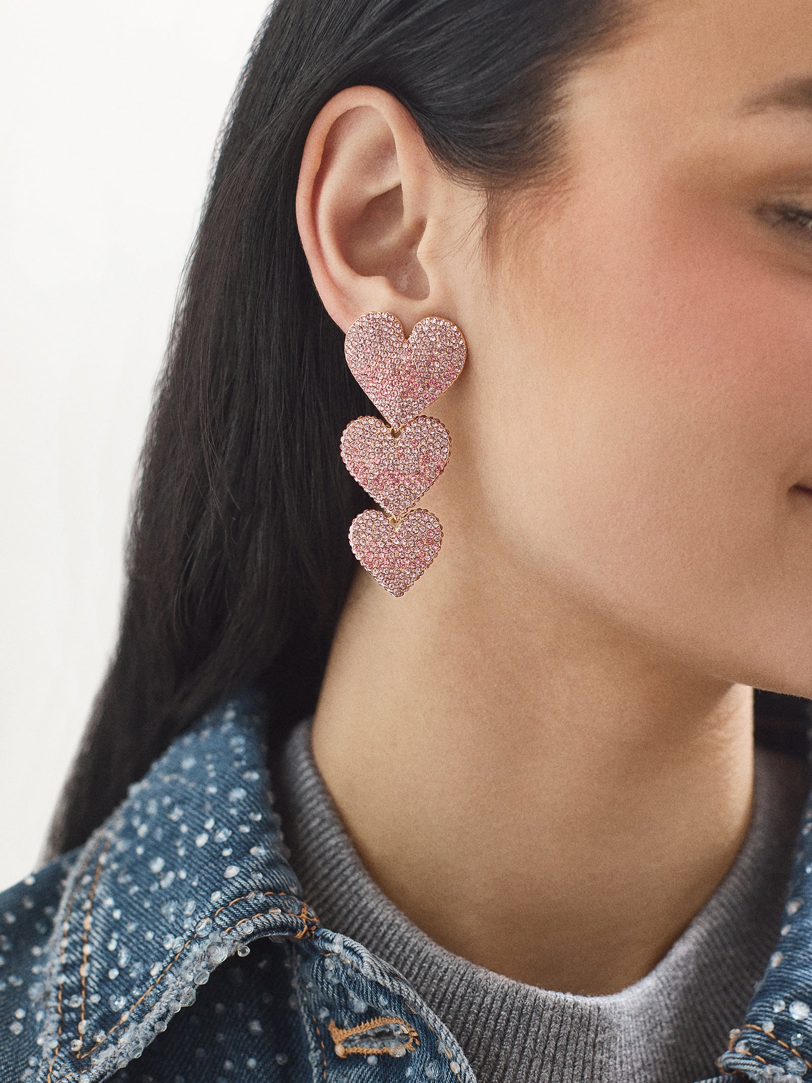 Eden Earrings - Triple Heart Statement Earrings - Image 2