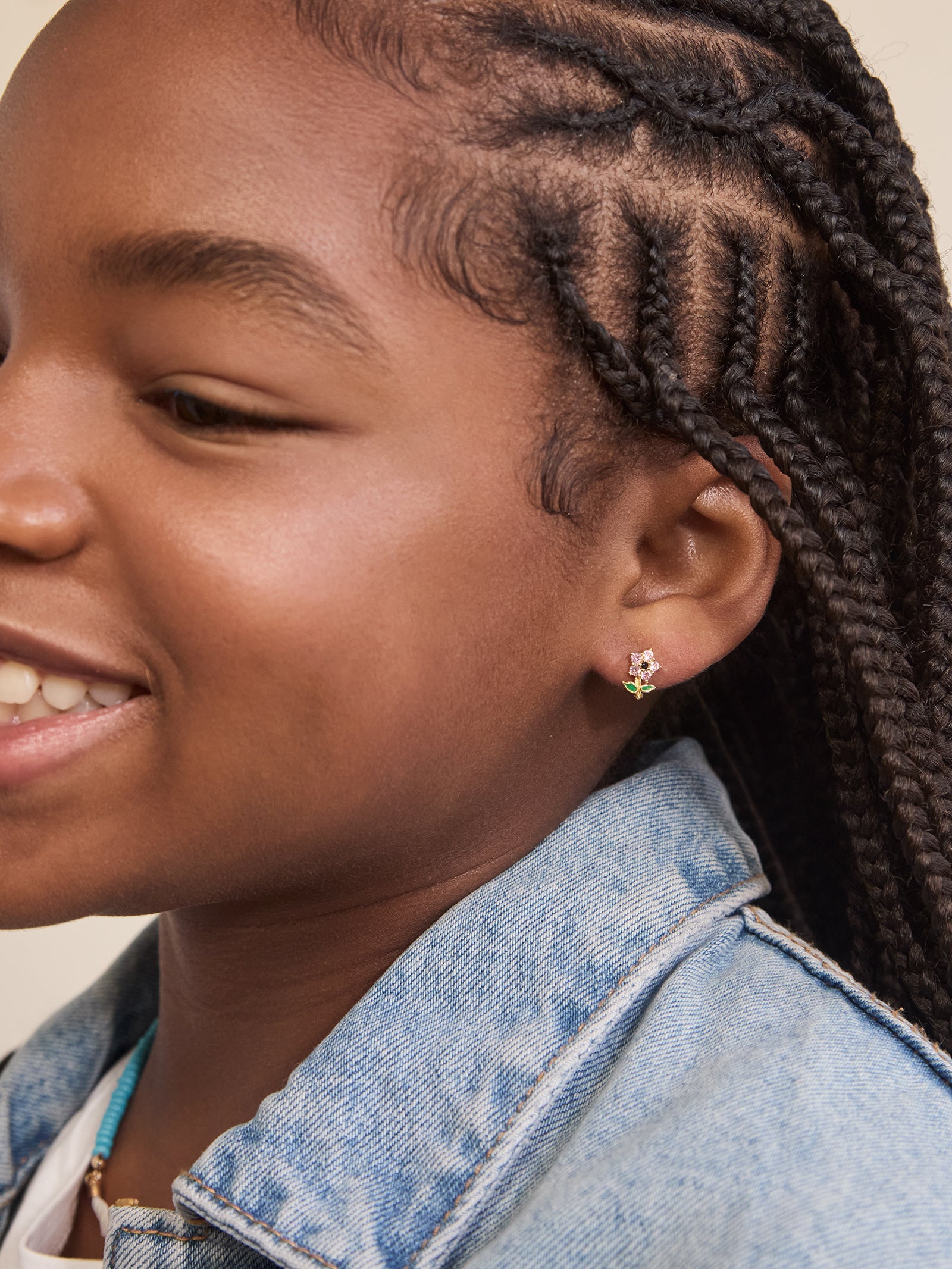 Flora 18K Gold Kids' Flower Earrings - Flower - Image 2