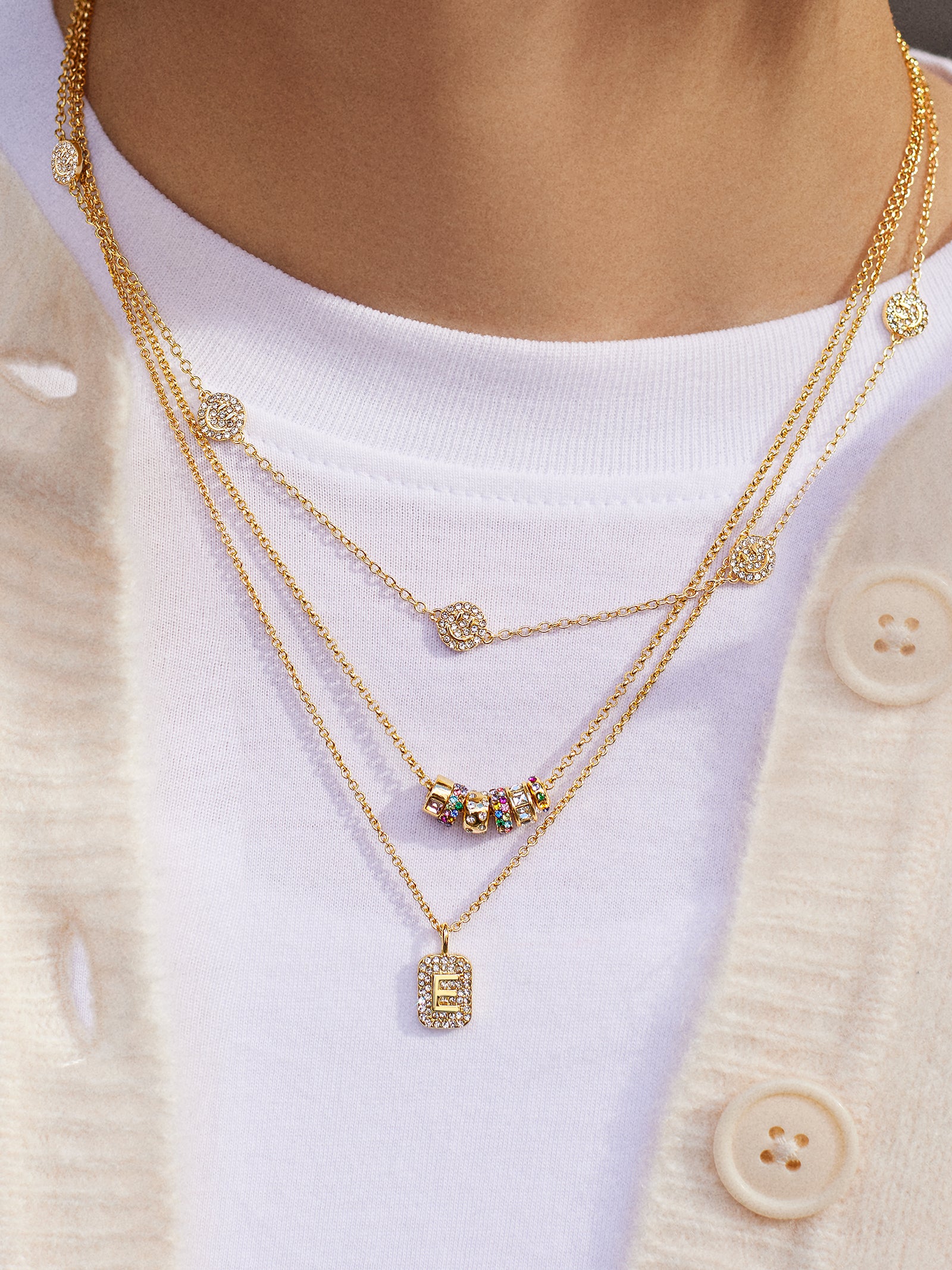 Tina Block Initial Necklace - Gold/Pav?? - Image 29
