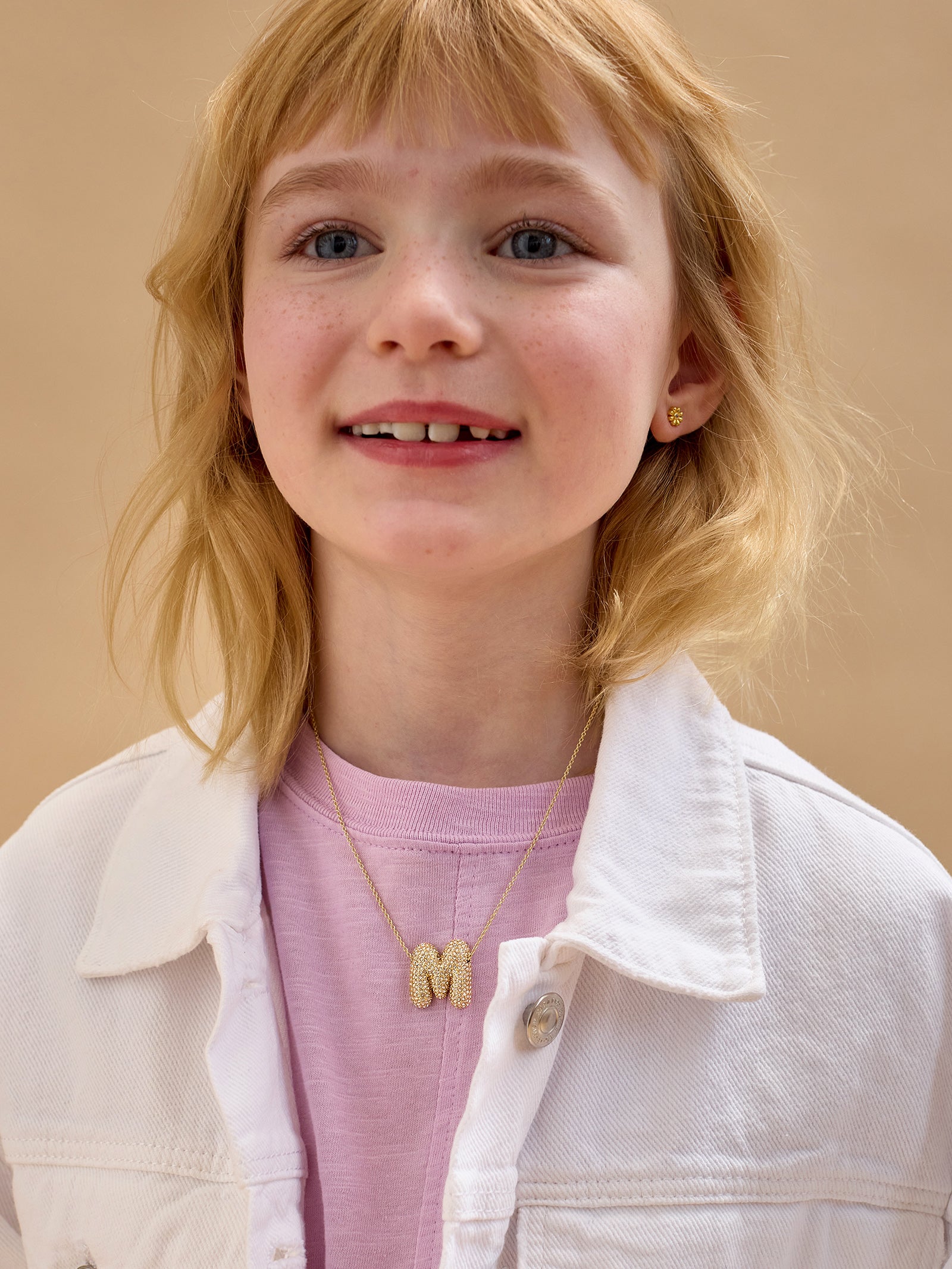 Kids' Bubble Initial Necklace - Gold/Pav?? - Image 2