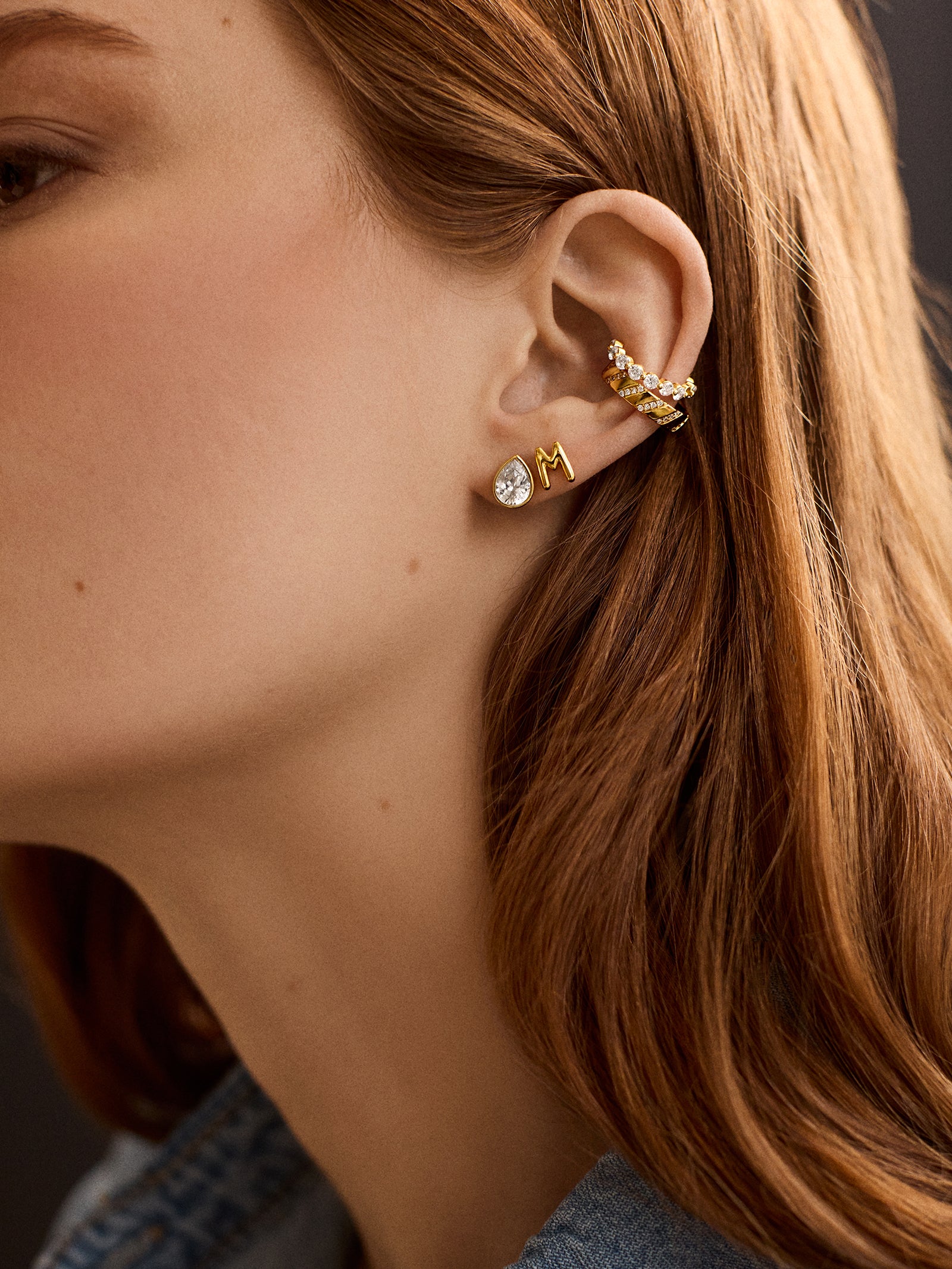 18K Gold Single Bubble Initial Earring - Bubble Initial - Image 2