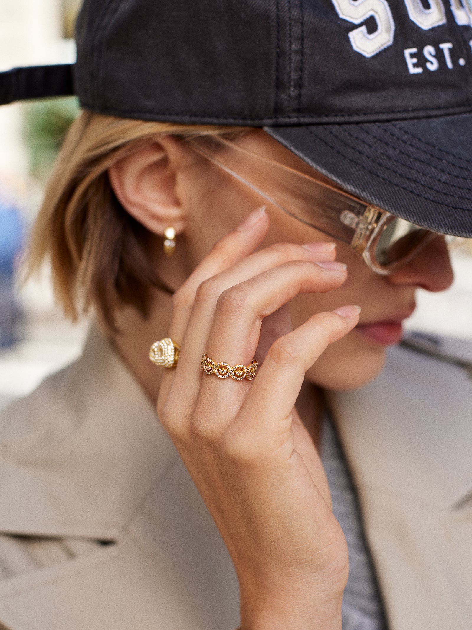 18K Gold Smiley Pav?? Ring - Smiley Face - Image 2