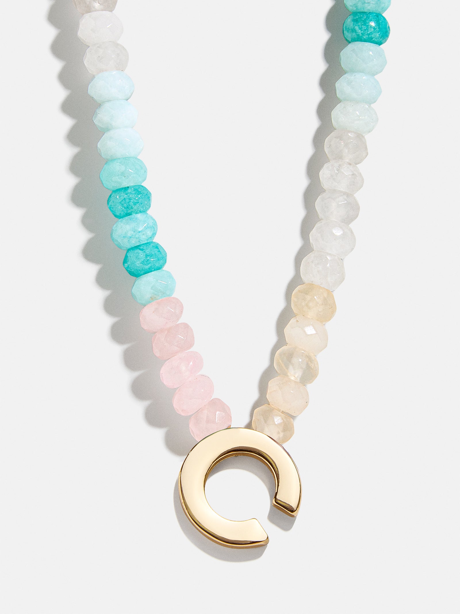 Semi-Precious Block Initial Necklace - Light Multi - Image 5