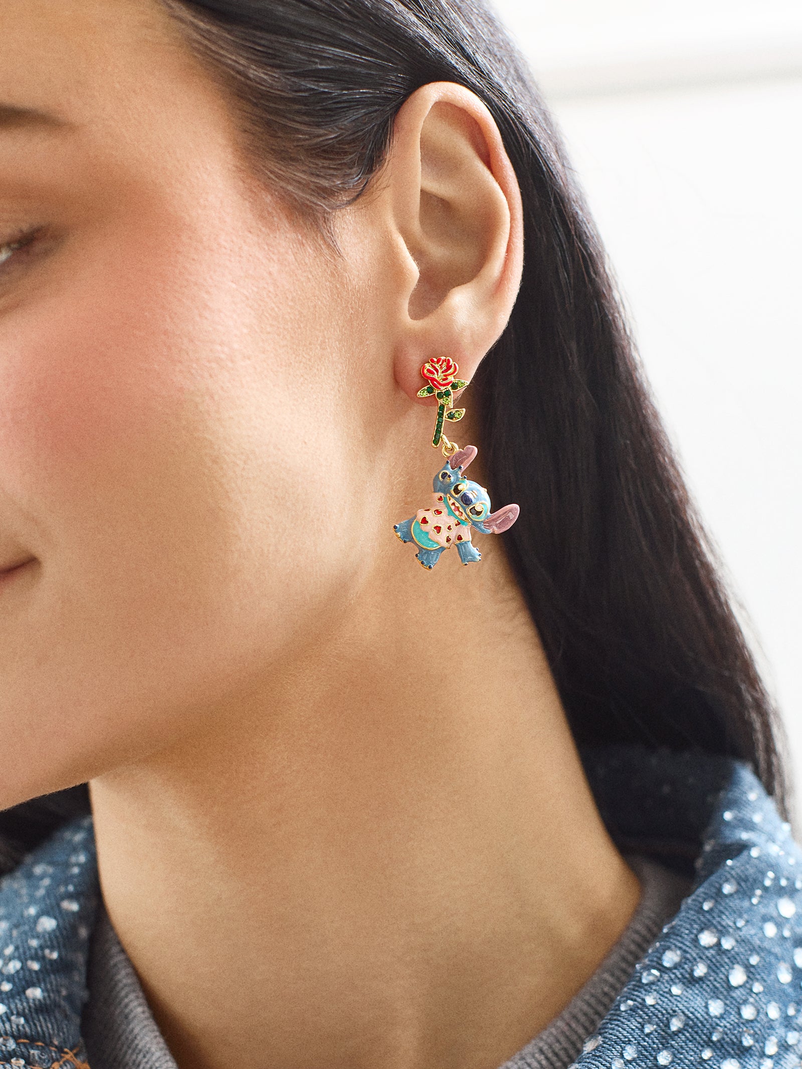 Disney Stitch Rose Earrings - Stitch Rose Earrings - Image 2