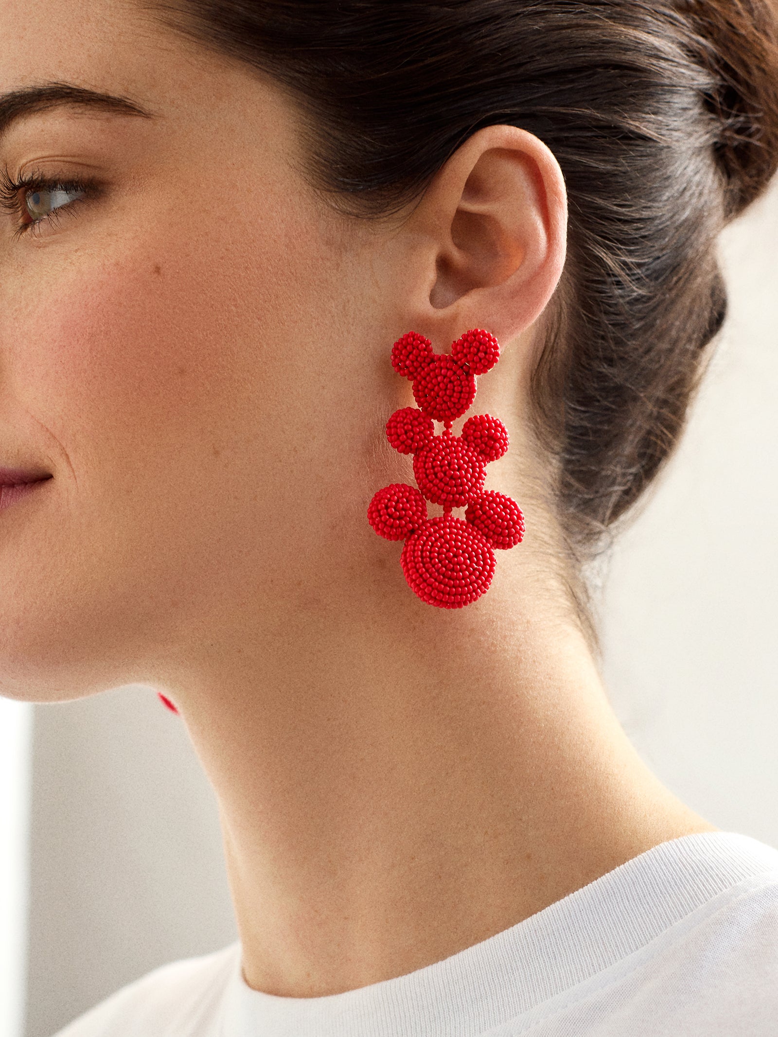 Disney Mickey Mouse Beaded Statement Earrings - Red - Image 2