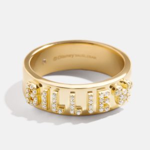 Disney 18K Gold Plated Sterling Silver Custom Block Ring - Gold/Pavé