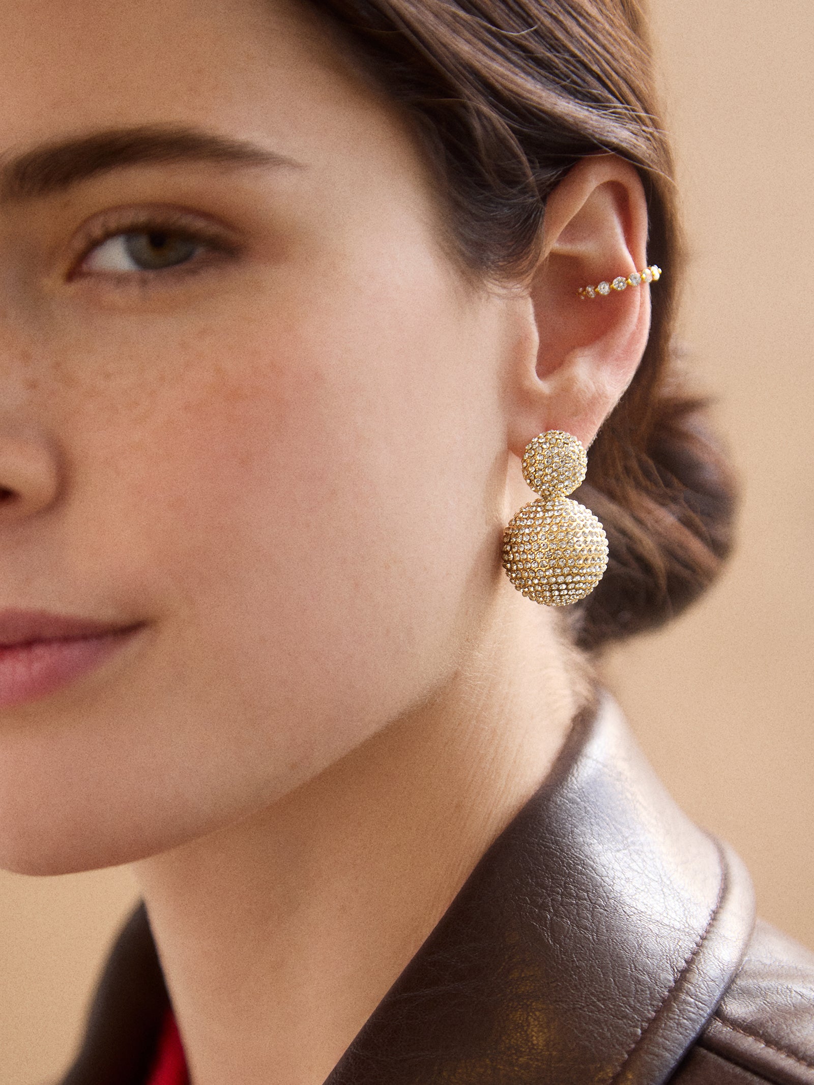 Ann Drop Earrings - Gold/Pav?? - Image 2
