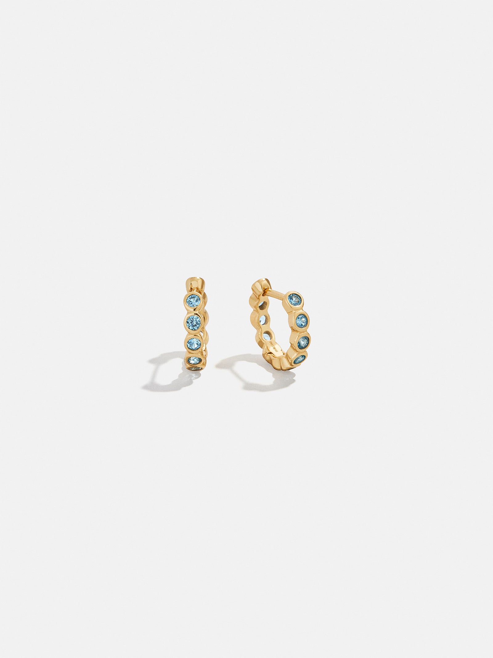 Jessica 18K Gold Birthstone Earrings - Aquamarine - Image 3