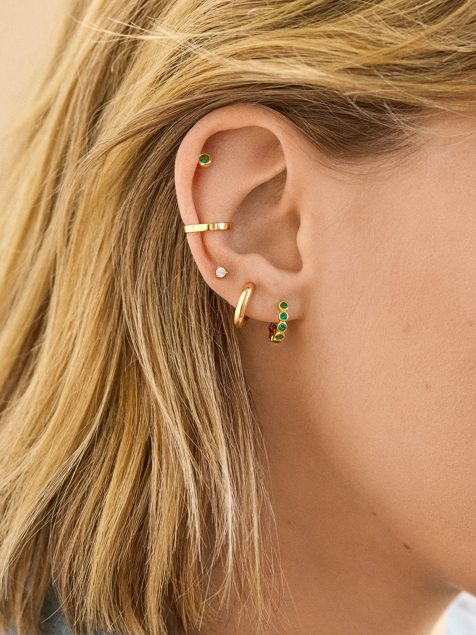 Jessica 18K Gold Birthstone Earrings - Aquamarine - Image 2