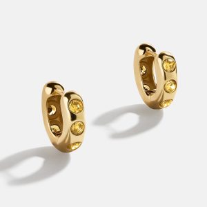 Sydney 18K Gold Birthstone Earrings - Topaz