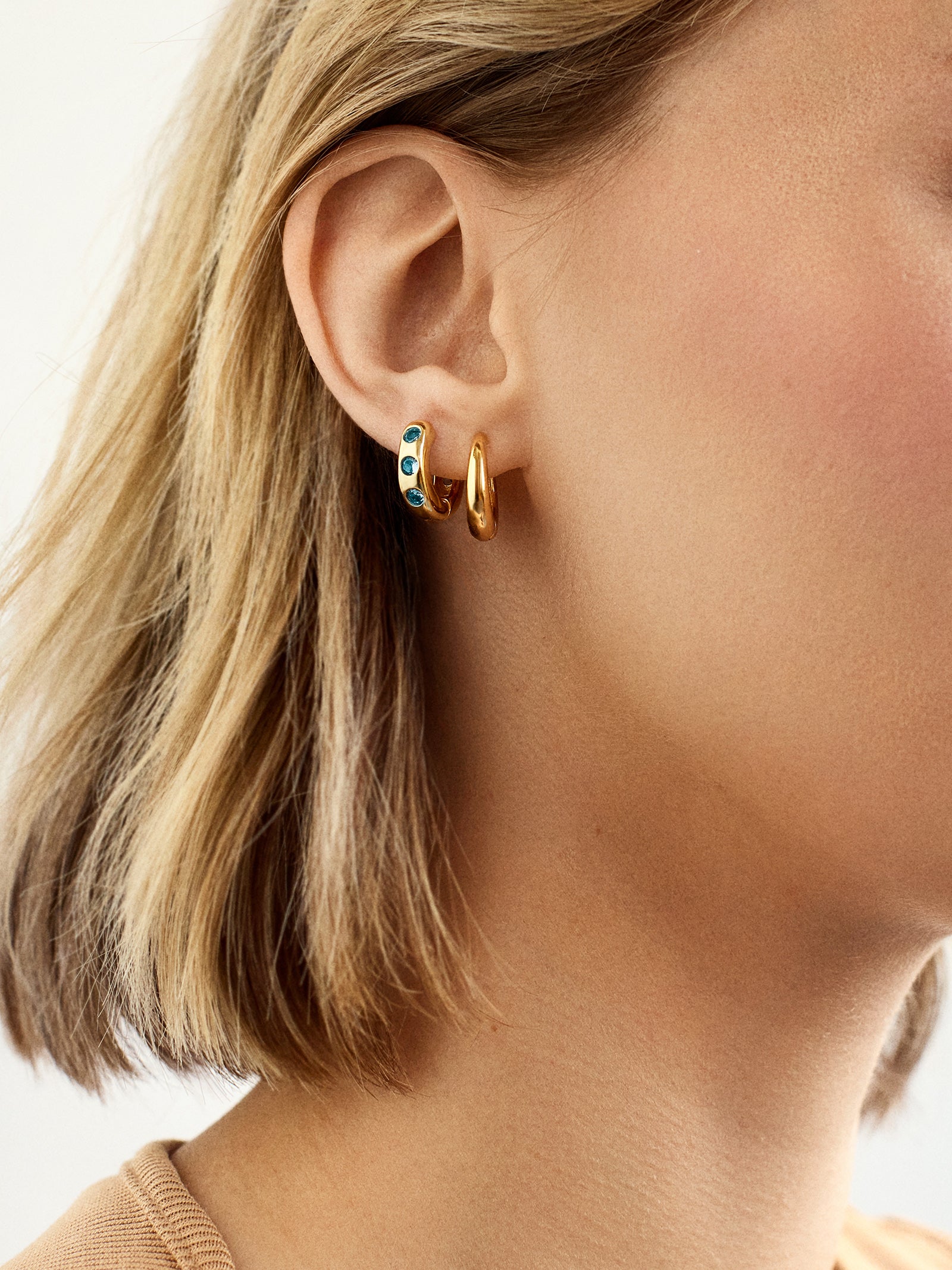 Sydney 18K Gold Birthstone Earrings - Rose - Image 2