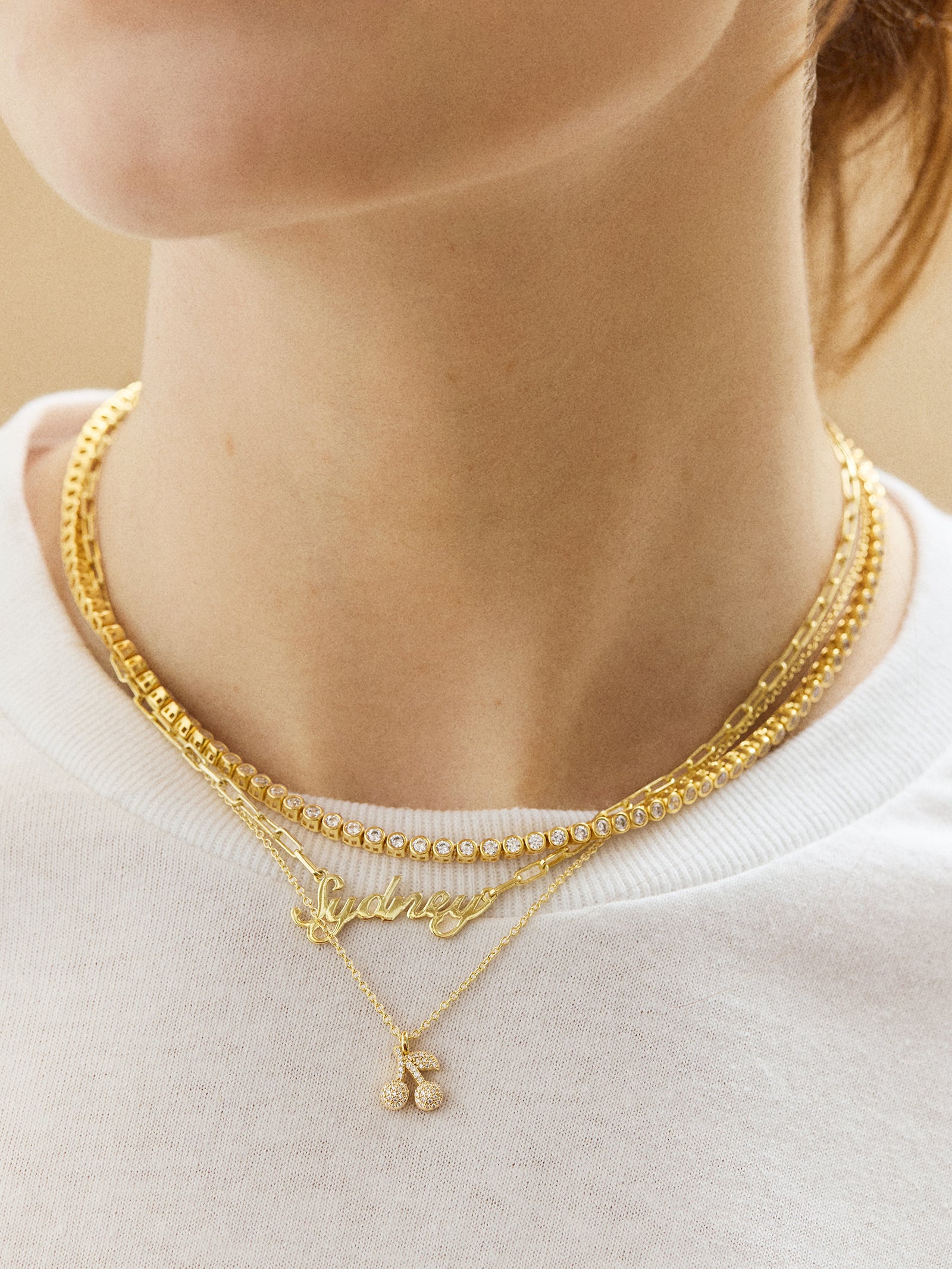 18K Gold Motif Necklace - Cherry - Image 2