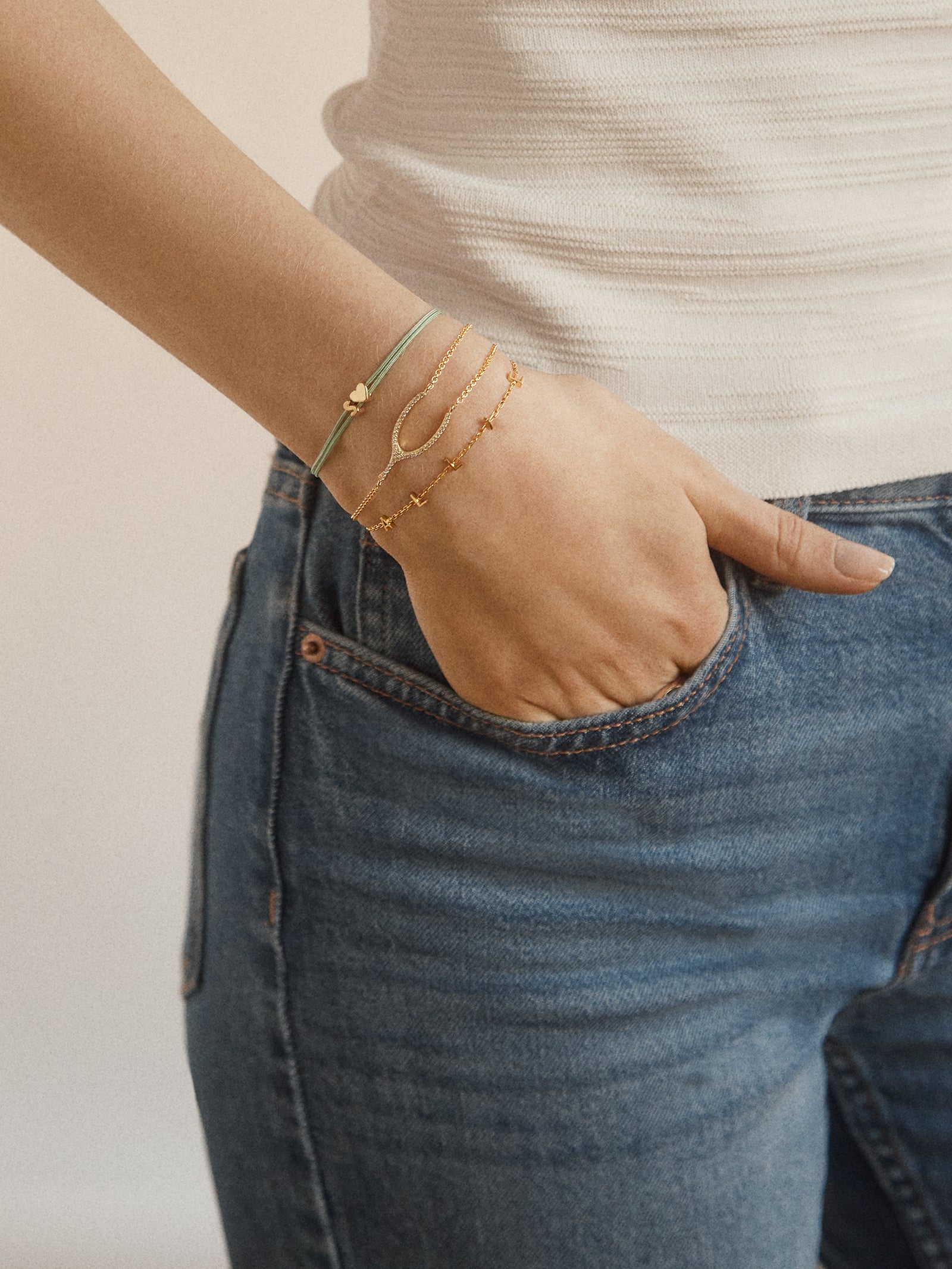 Sabrina 18K Gold Motif Bracelet - Wishbone - Image 2