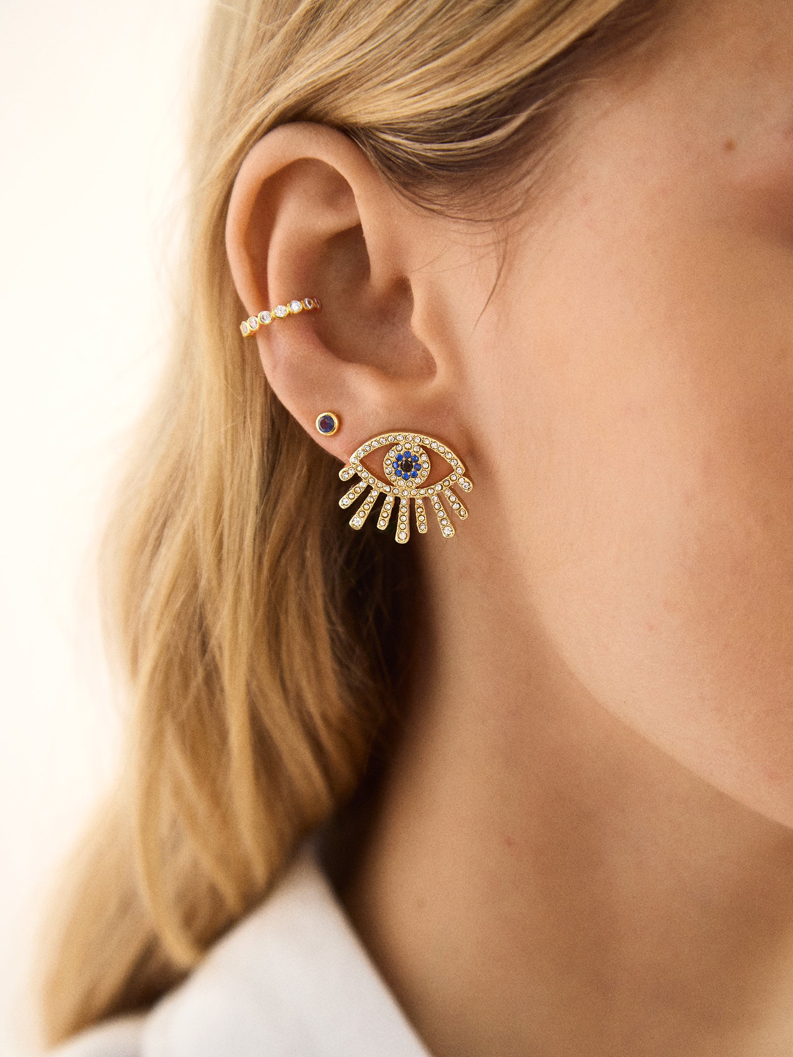 Sohla Evil Eye Earrings - Gold/Blue - Image 2