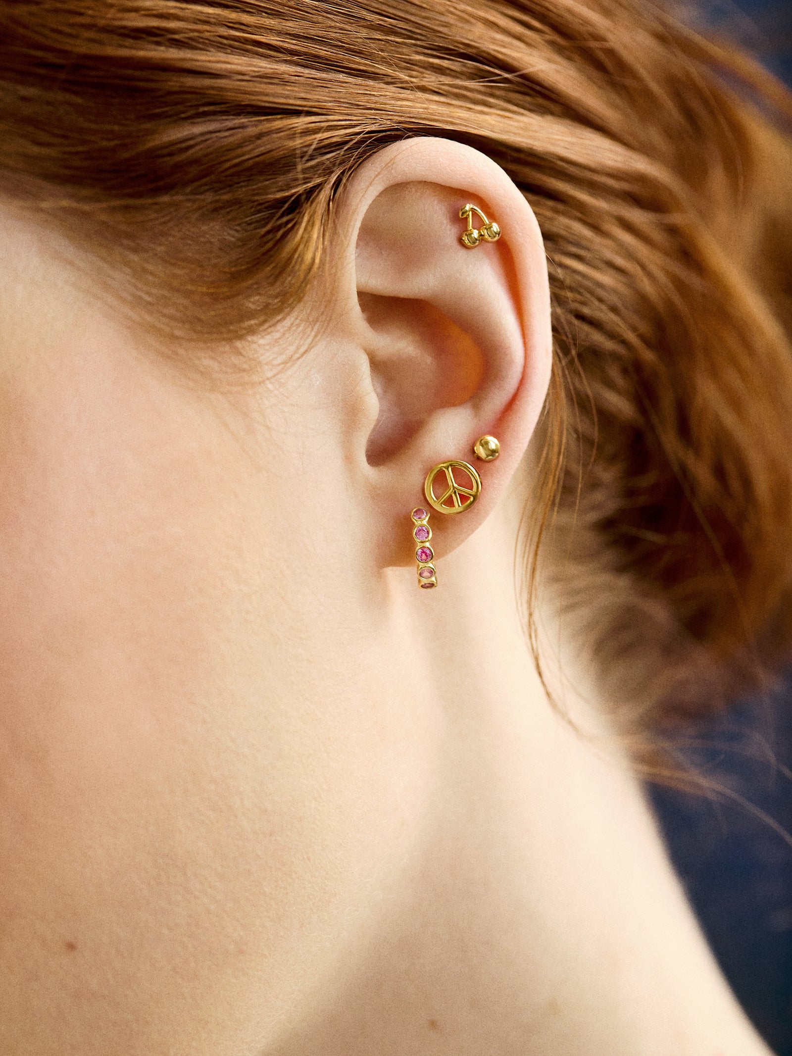 18K Gold Peace Sign Delicate Stud Earrings - Peace Sign - Image 2